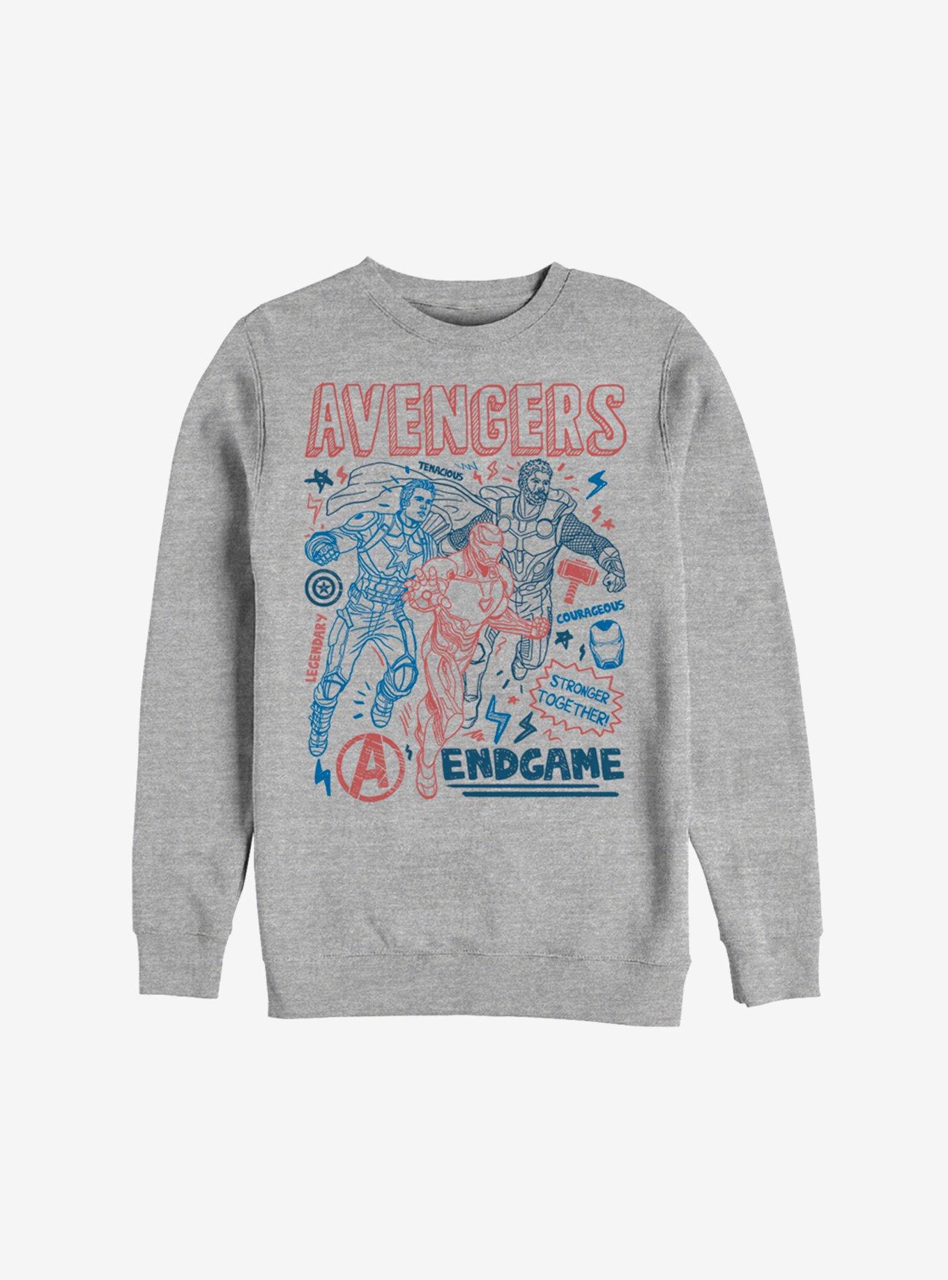 Marvel Avengers: Endgame Mightiest Doodles Sweatshirt, ATH HTR, hi-res