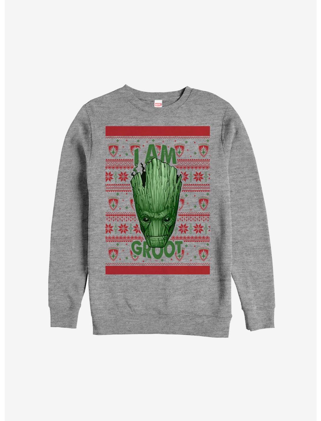 Marvel Guardians Of The Galaxy Groot Christmas Pattern Sweatshirt, ATH HTR, hi-res