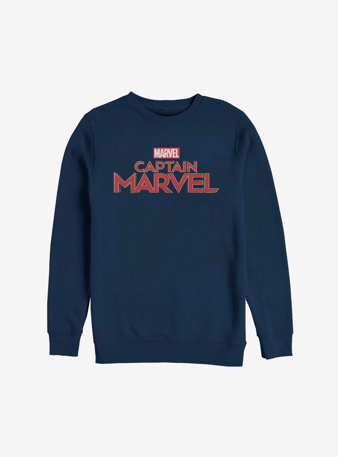 Marvel Captain Marvel Logo Sweatshirt, NAVY, hi-res