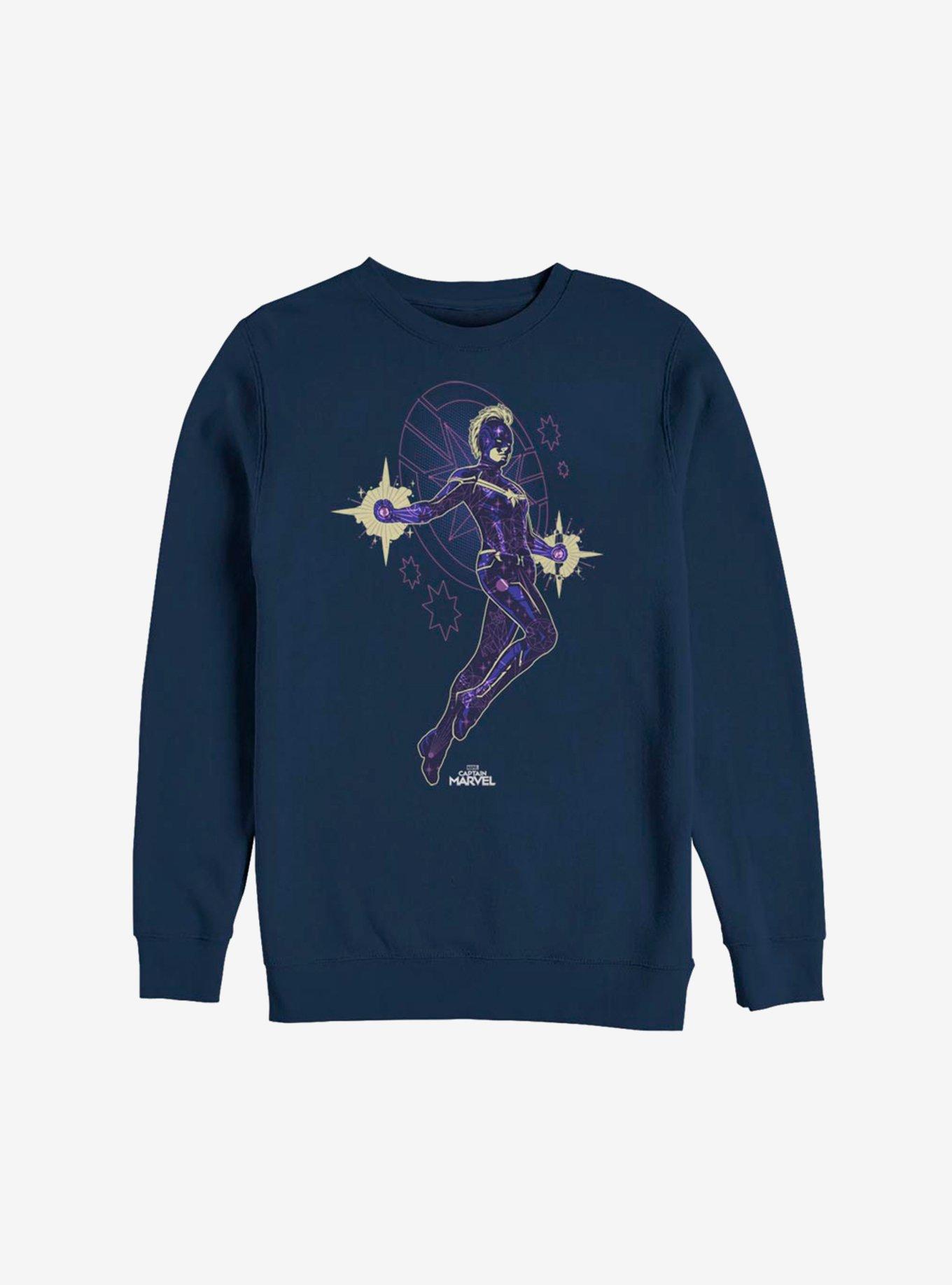 Marvel Captain Marvel Flying Star Sweatshirt, NAVY, hi-res