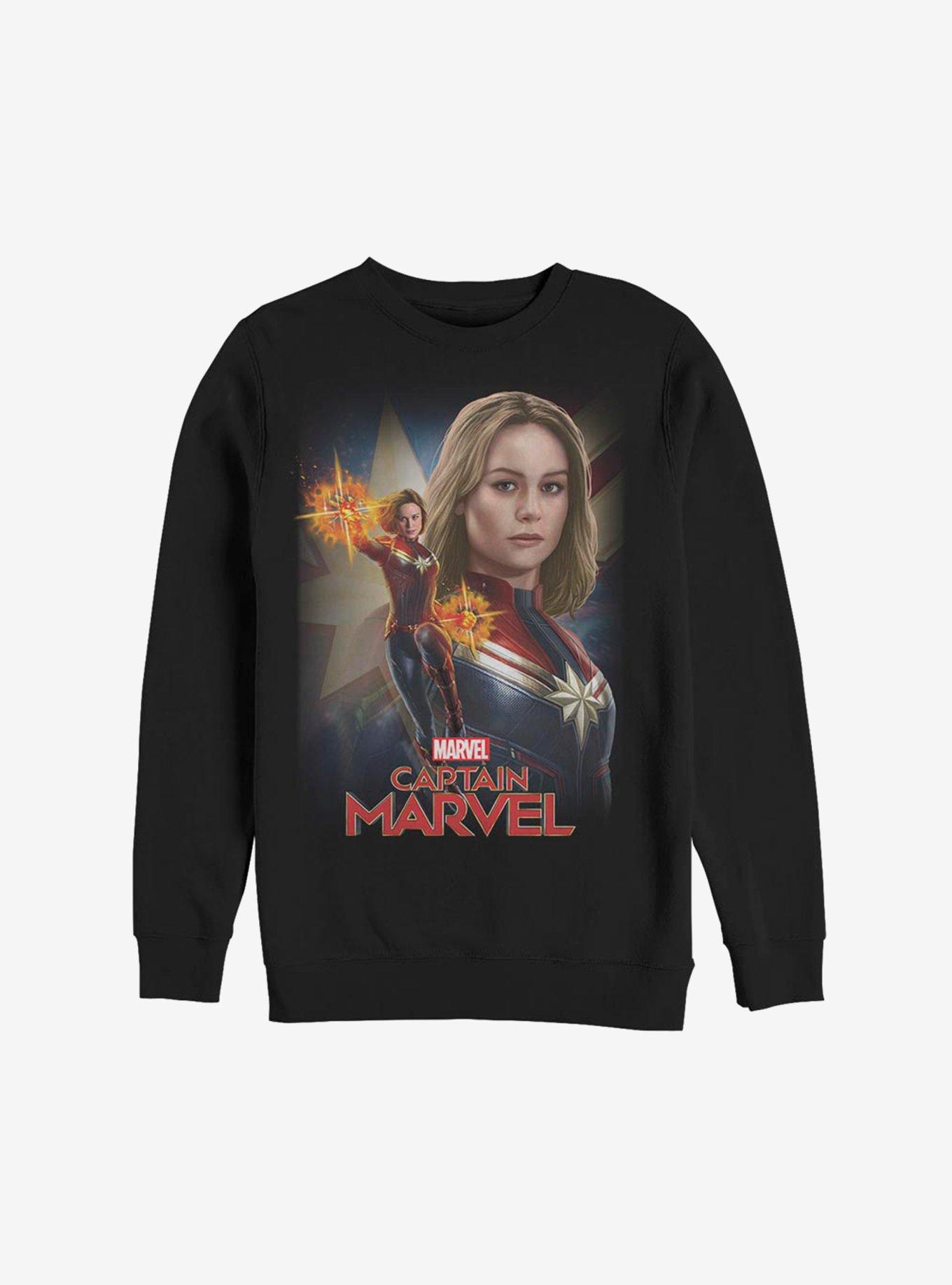 Marvel Captain Marvel Logo Sweatshirt, BLACK, hi-res