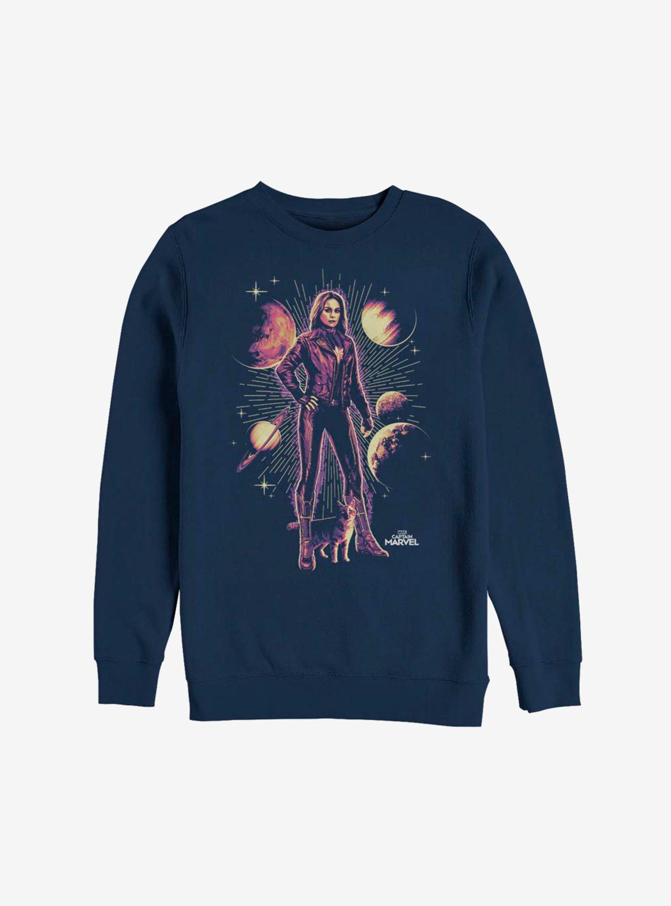 Marvel Captain Marvel Goose Planets Sweatshirt, NAVY, hi-res