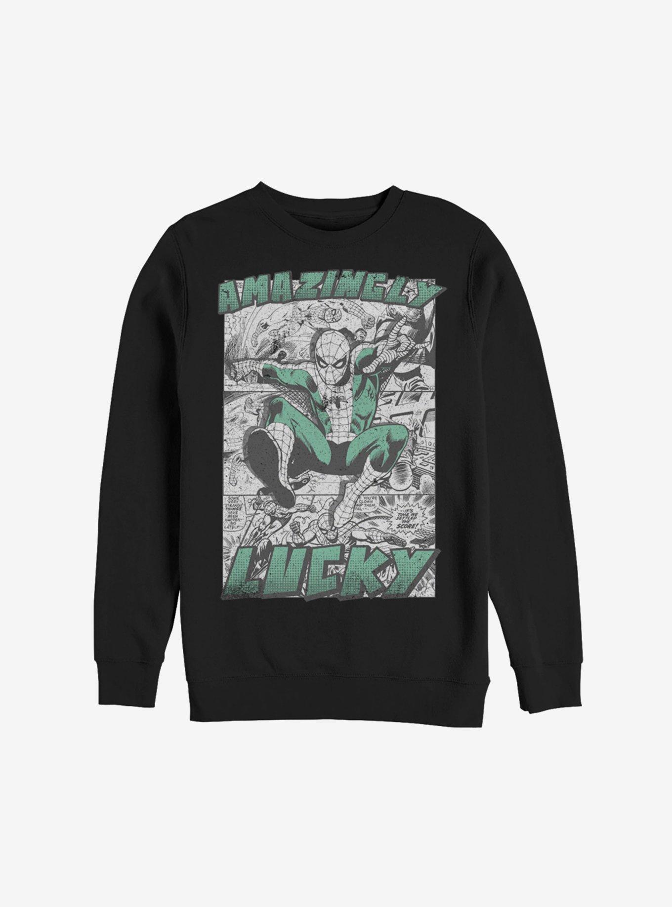 Marvel Spider-Man Amazingly Lucky Sweatshirt, BLACK, hi-res