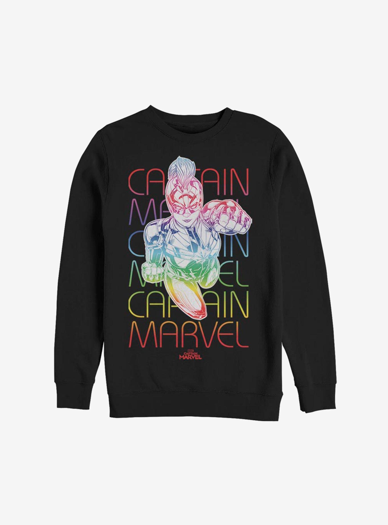 Marvel Captain Marvel Rainbow Power Sweatshirt, BLACK, hi-res