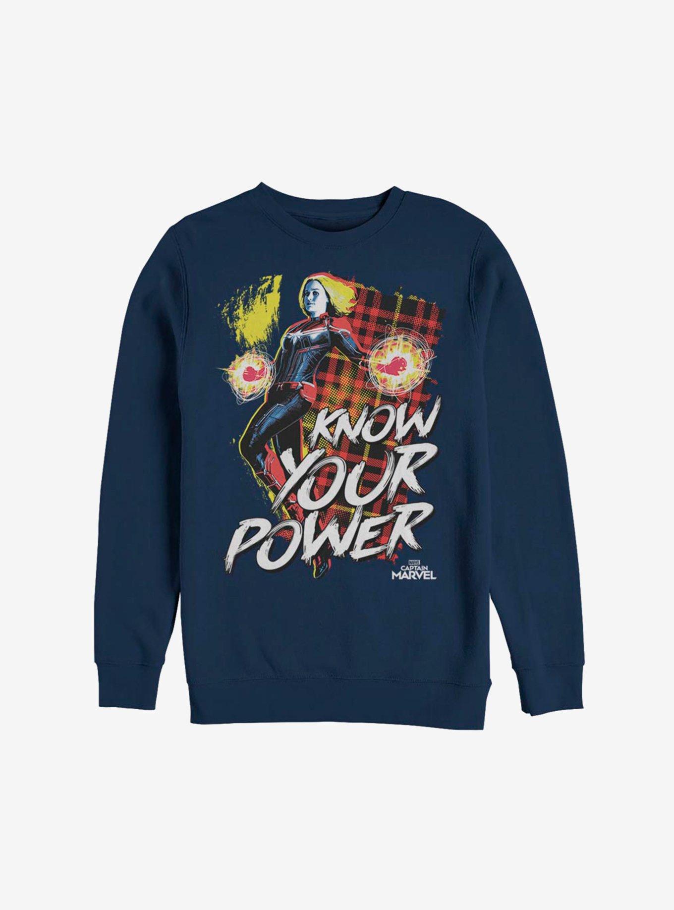 Marvel Captain Marvel Know Your Power Sweatshirt, NAVY, hi-res