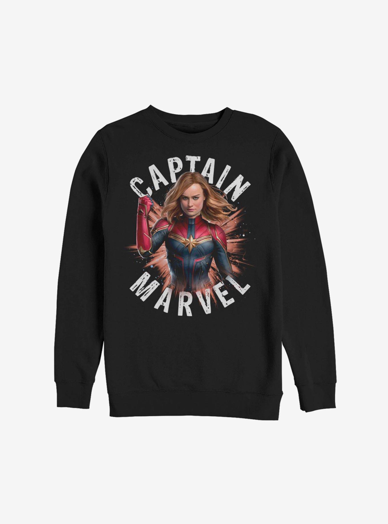 Marvel Avengers: Endgame Cap Marvel Burst Sweatshirt, BLACK, hi-res