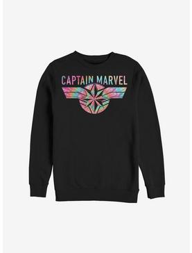Plus Size Marvel Captain Marvel Tie-Dye Captain Logo Sweatshirt, , hi-res