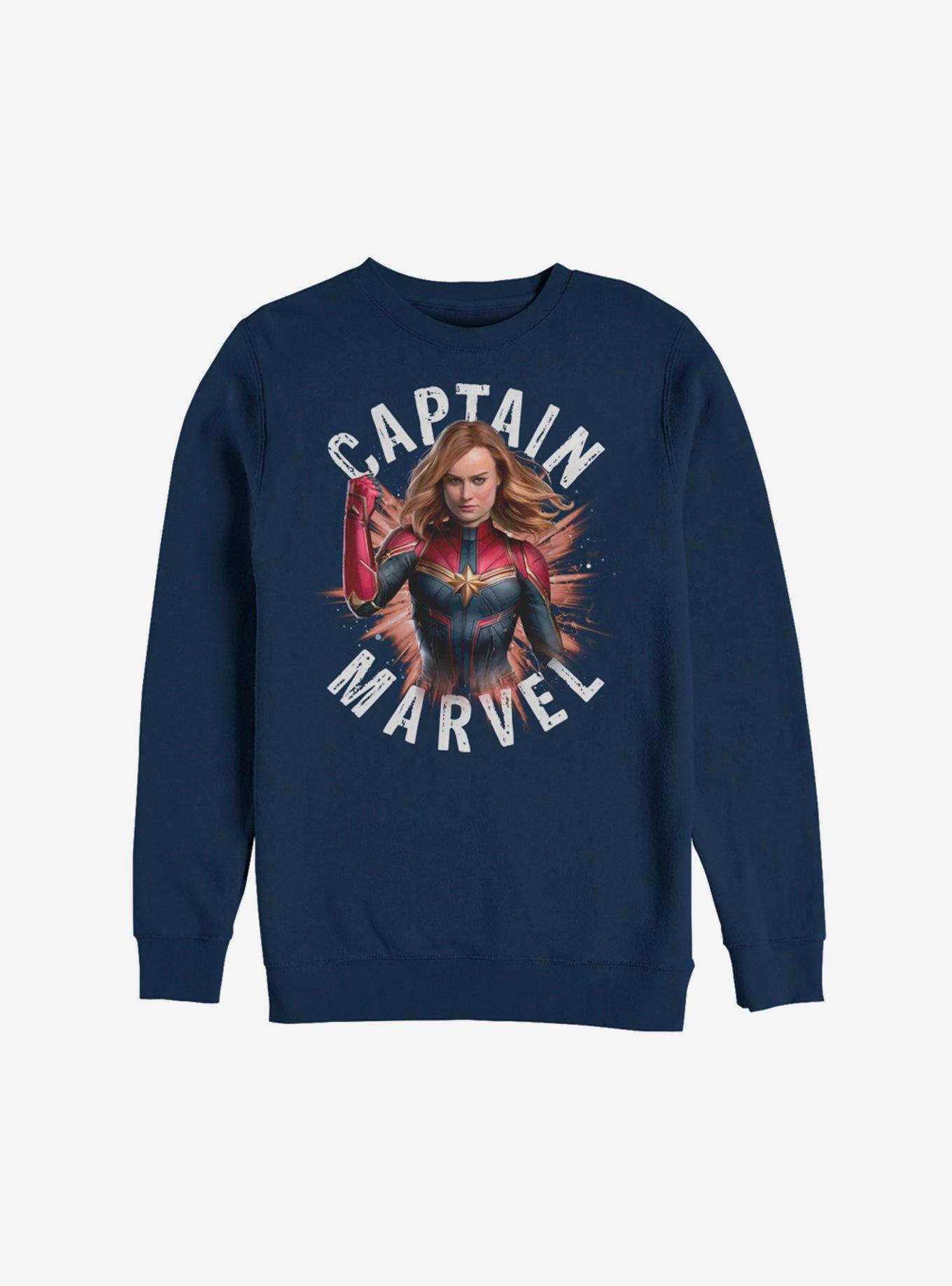 Marvel Avengers: Endgame Cap Marvel Burst Sweatshirt, NAVY, hi-res