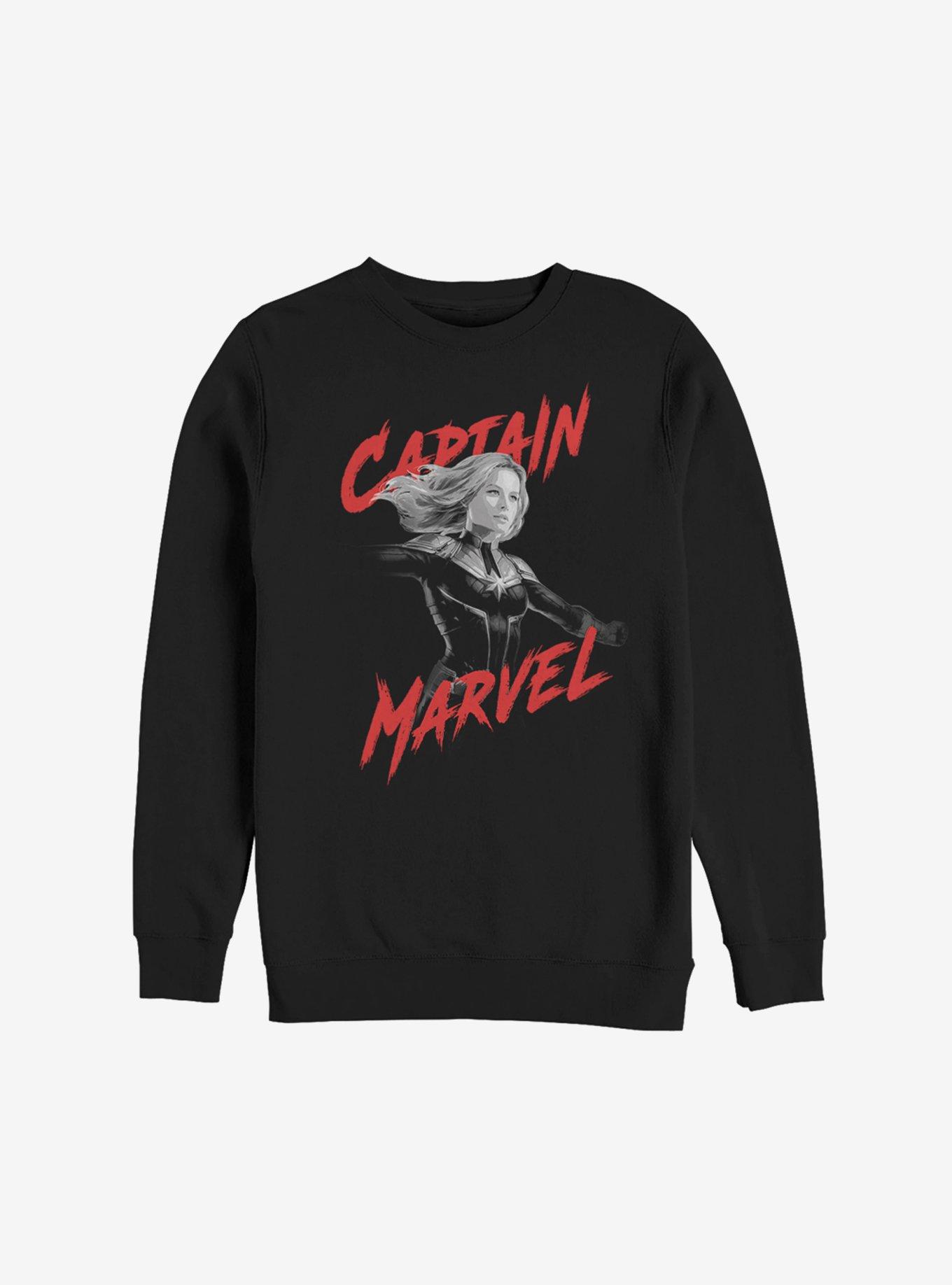 Marvel Avengers: Endgame High Contrast Captain Marvel Sweatshirt, BLACK, hi-res