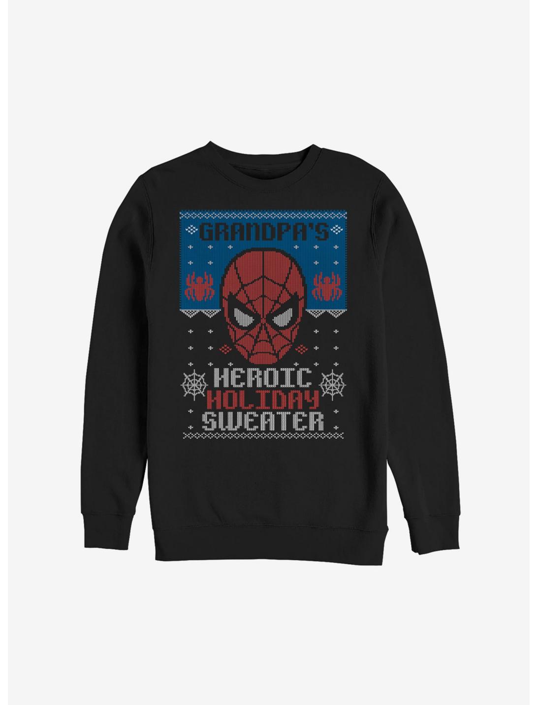 Marvel Spider-Man Grandpa's Heroic Holiday Sweater Sweatshirt, BLACK, hi-res