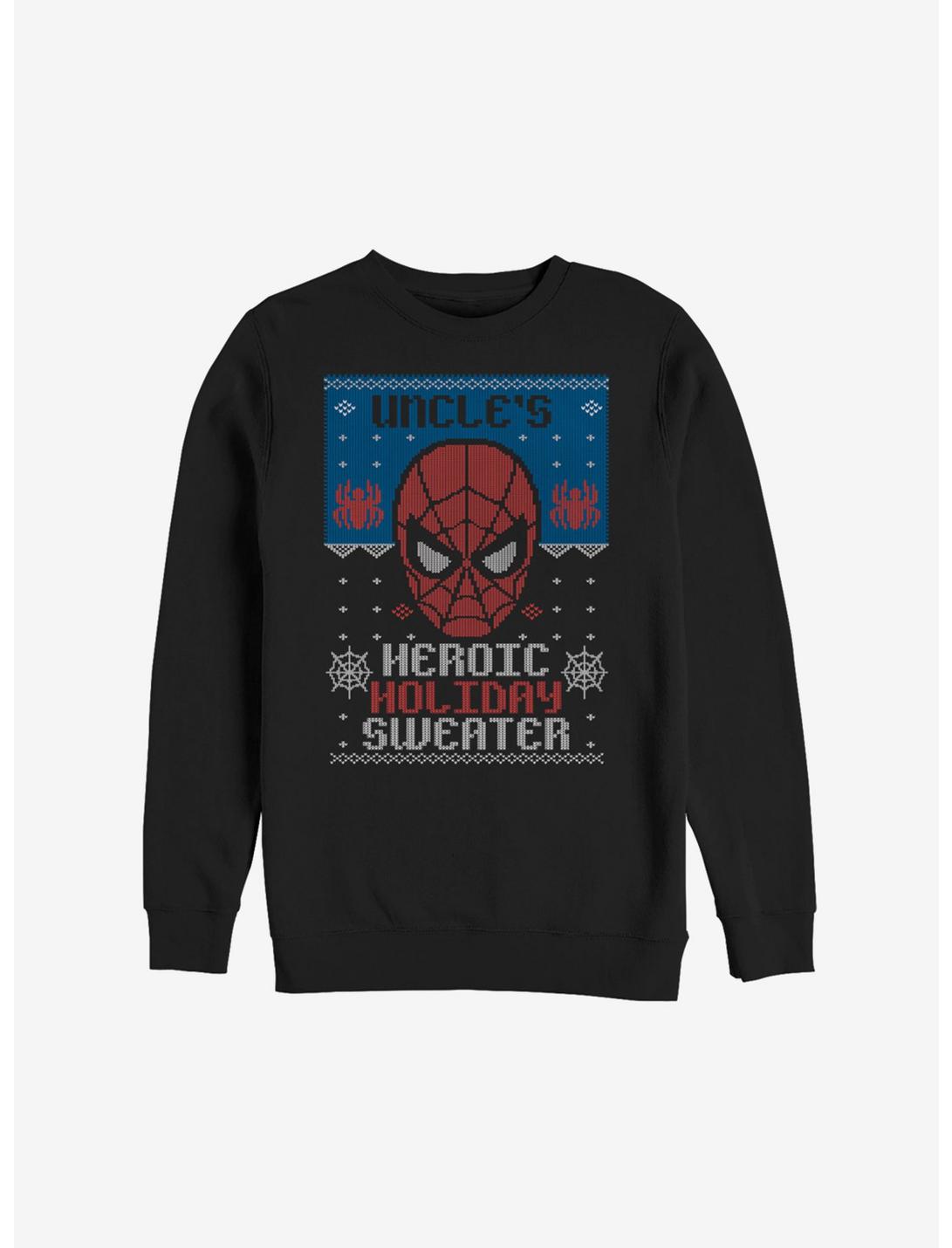 Marvel Spider-Man Uncle's Heroic Holiday Sweater Sweatshirt, BLACK, hi-res
