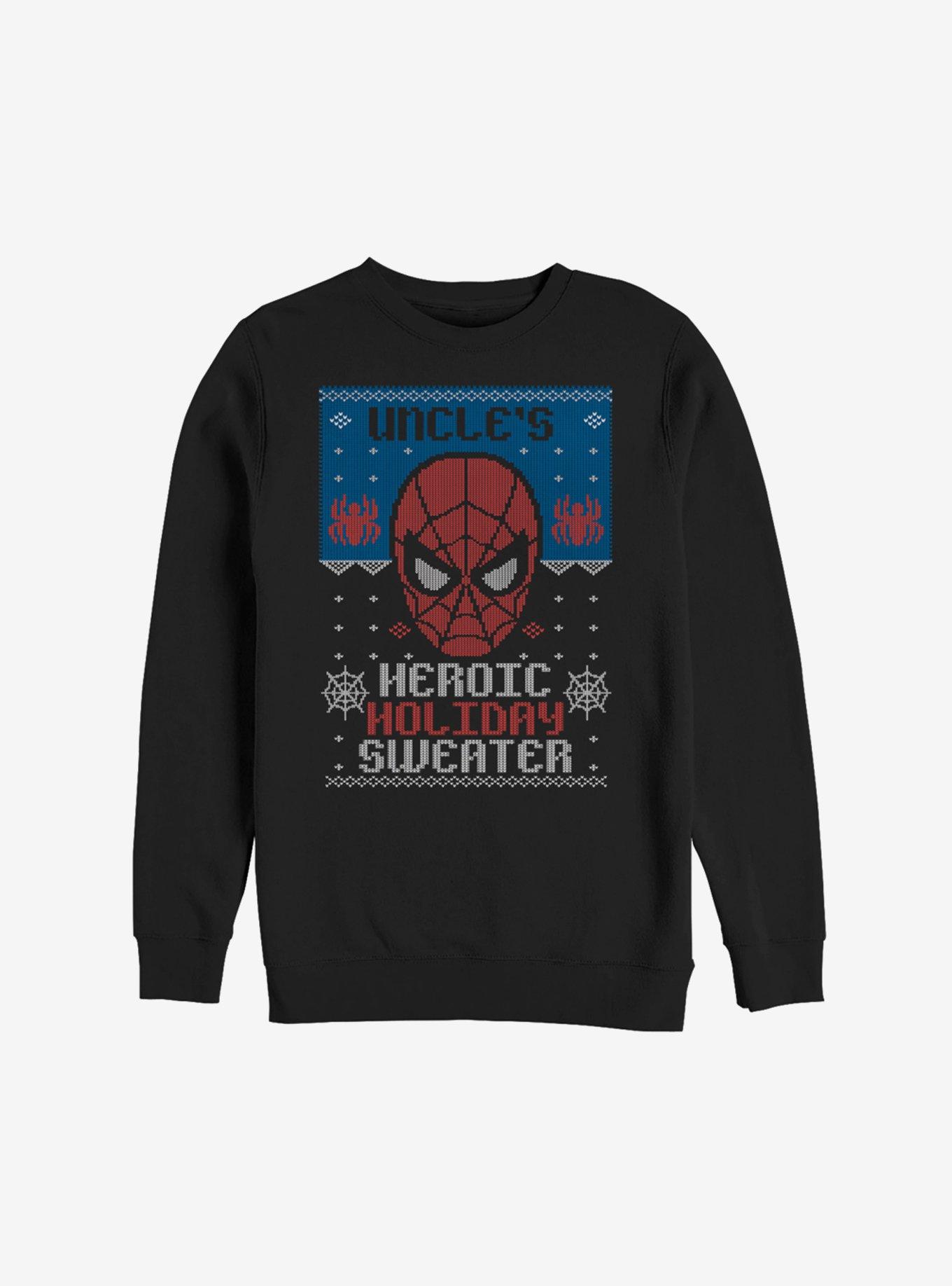 Marvel Spider-Man Uncle's Heroic Holiday Sweater Sweatshirt, BLACK, hi-res