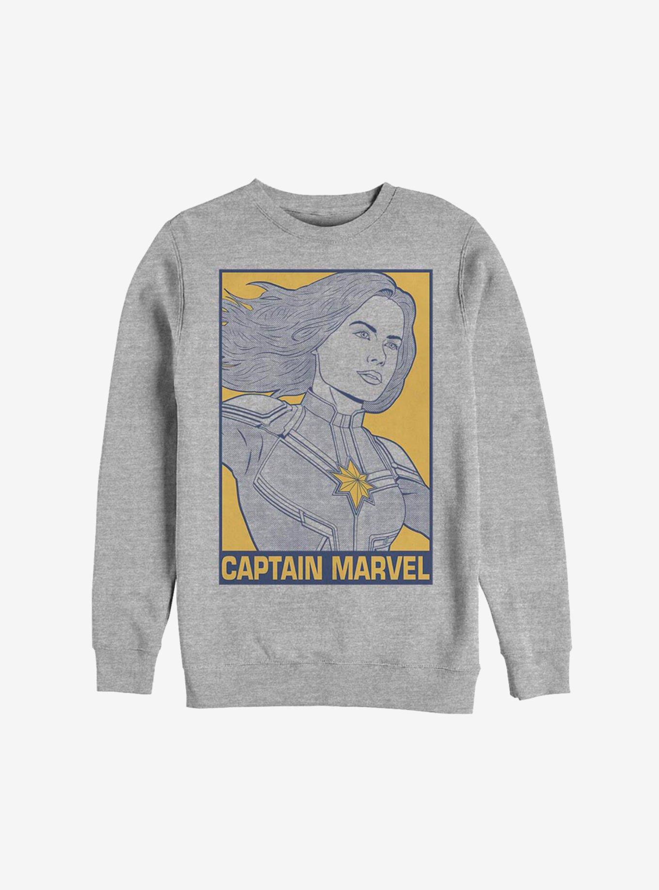 Marvel Avengers: Endgame Pop Captain Marvel Sweatshirt, ATH HTR, hi-res