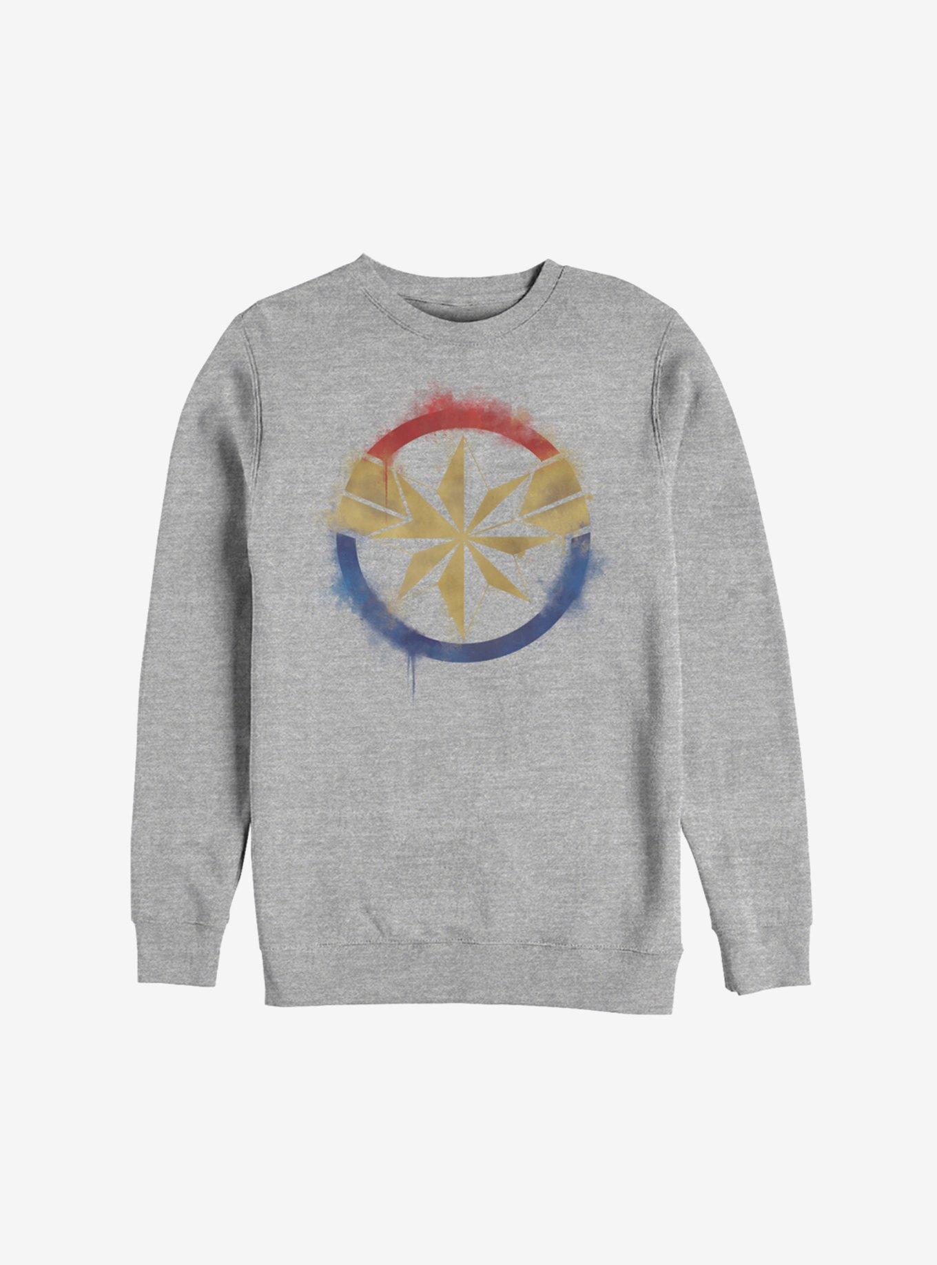 Marvel Captain Marvel Spray Logo Sweatshirt, ATH HTR, hi-res