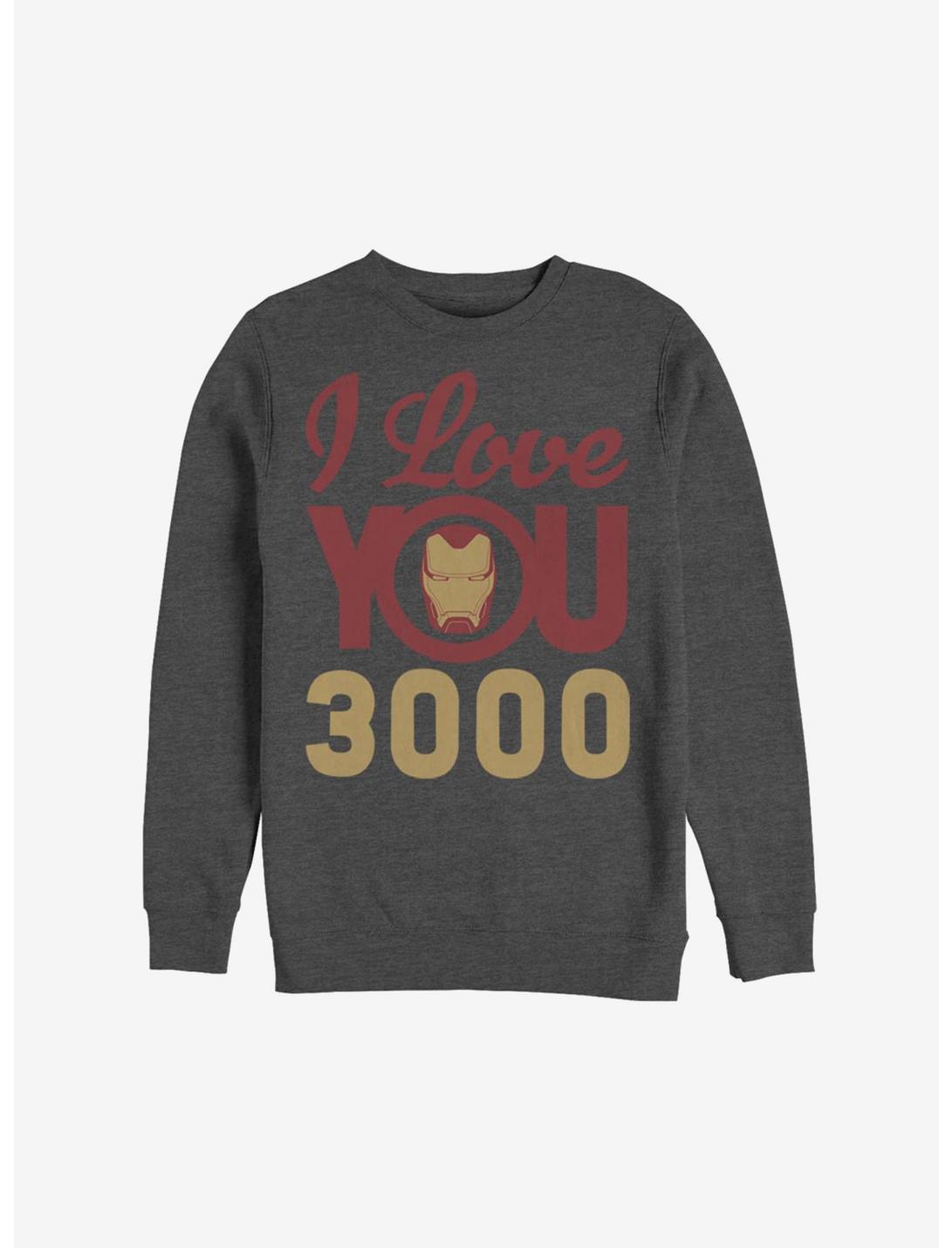 Marvel Iron Man Love You 3000 Icon Face Sweatshirt, CHAR HTR, hi-res