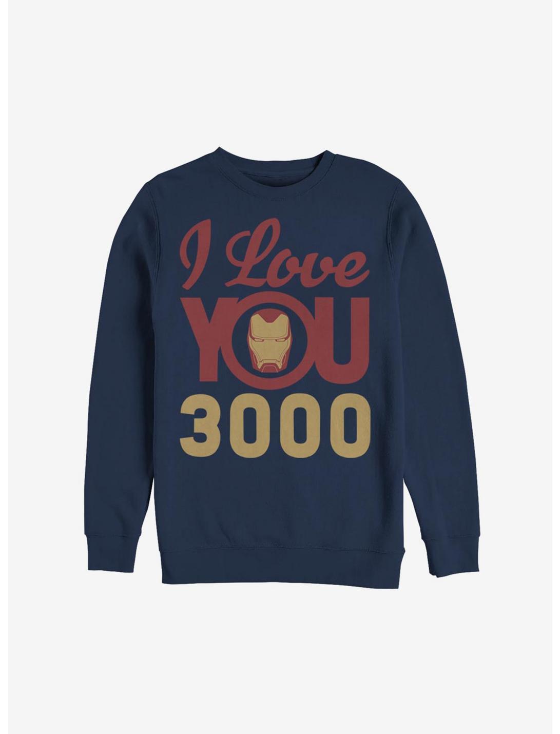 Marvel Iron Man Love You 3000 Icon Face Sweatshirt, NAVY, hi-res