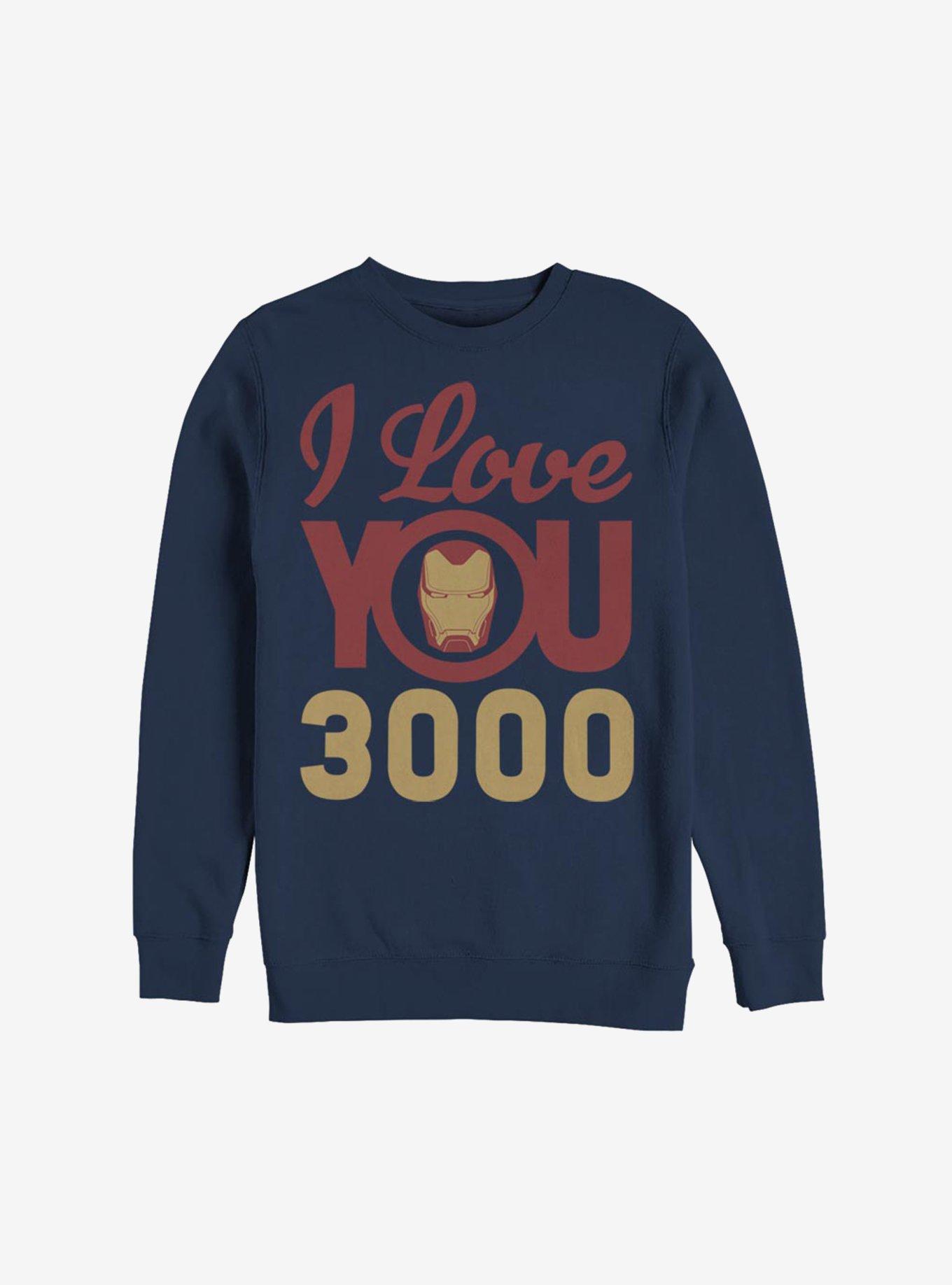 Marvel Iron Man Love You 3000 Icon Face Sweatshirt, NAVY, hi-res