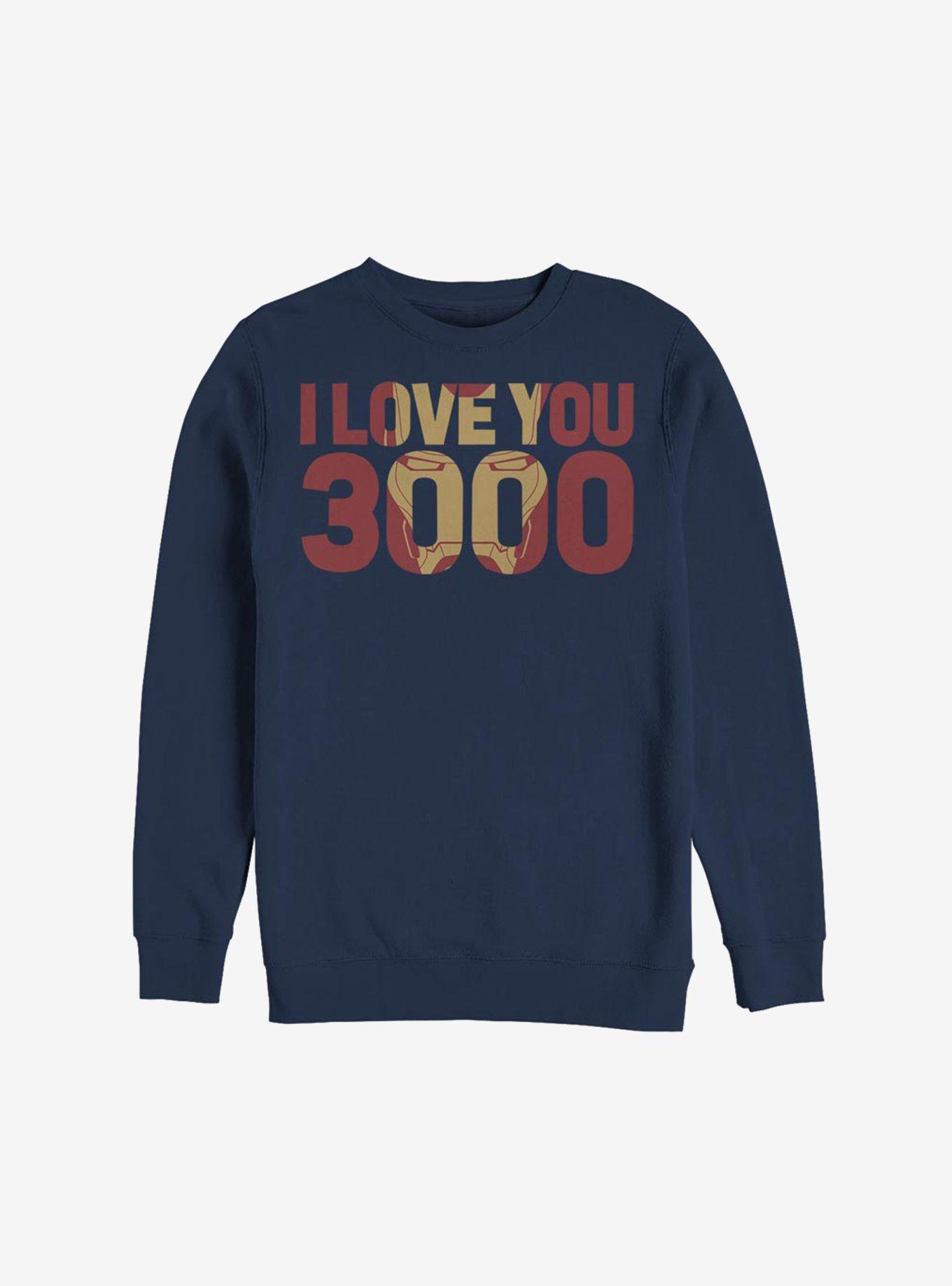 Marvel Iron Man Love You 3000 Sweatshirt, NAVY, hi-res