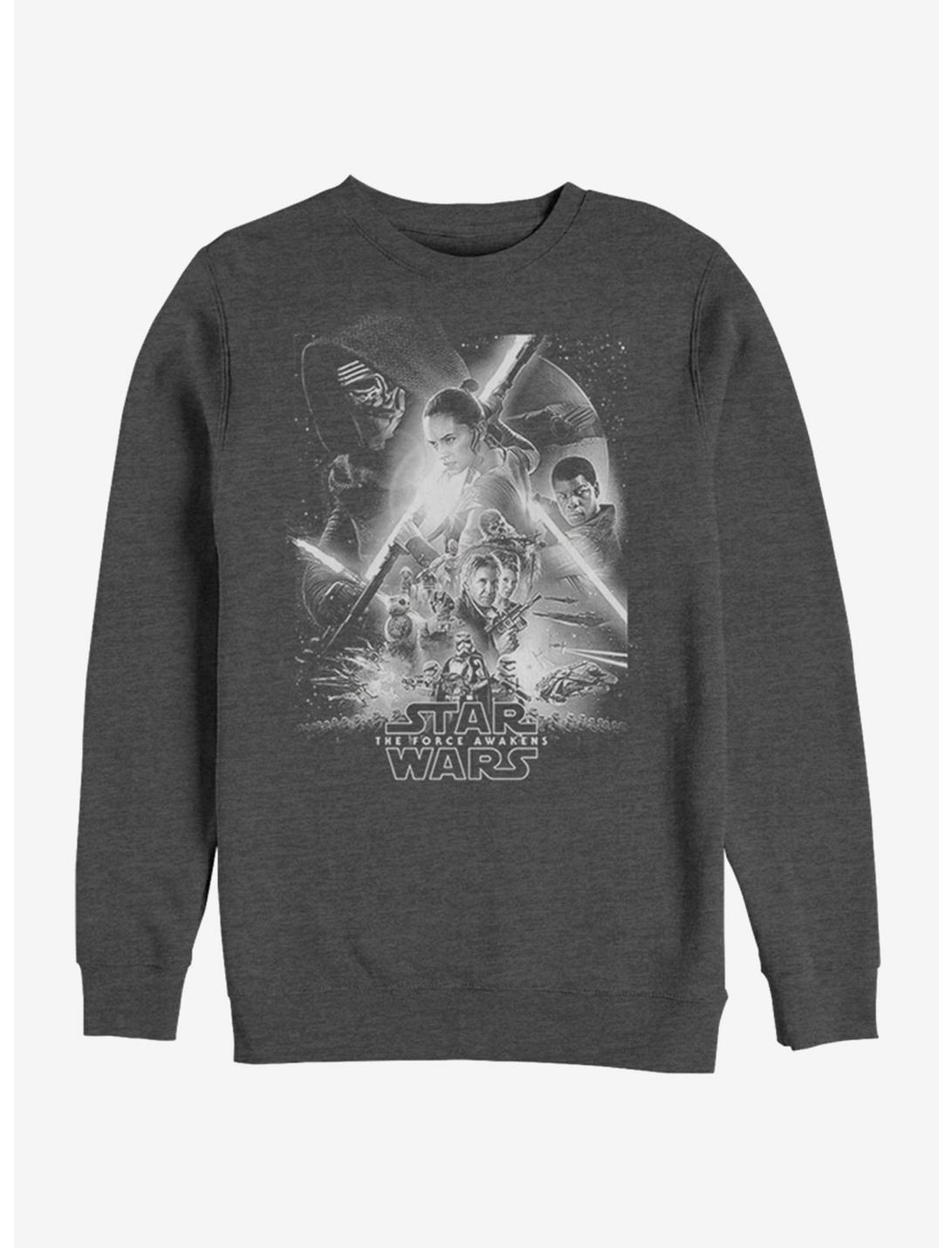 Star Wars Episode VII The Force Awakens Grayscale Poster Sweatshirt, CHAR HTR, hi-res