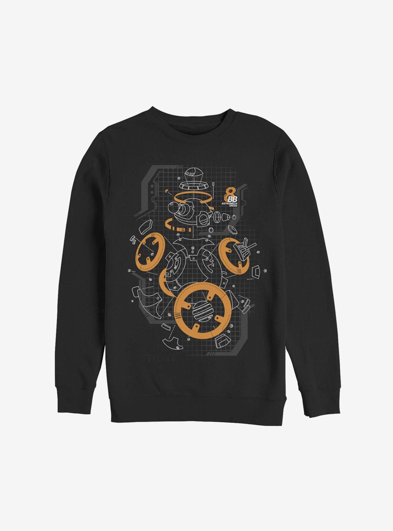 Star Wars Episode VIII The Last Jedi Big BB-8 Schematic Sweatshirt, BLACK, hi-res