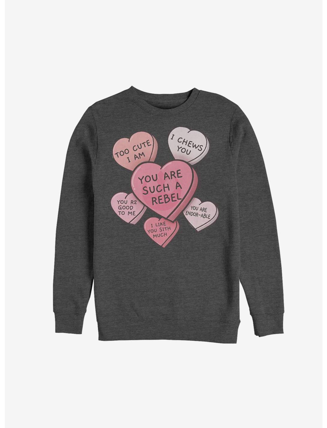 Star Wars Candy Hearts Sweatshirt, CHAR HTR, hi-res