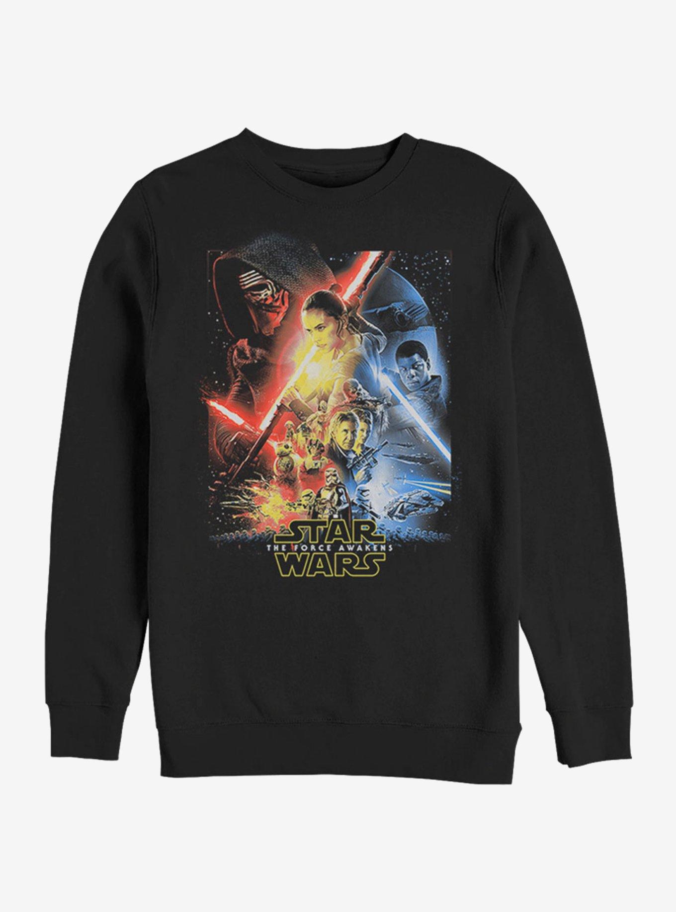 Star Wars Episode VII The Force Awakens Saturated Poster Sweatshirt, BLACK, hi-res