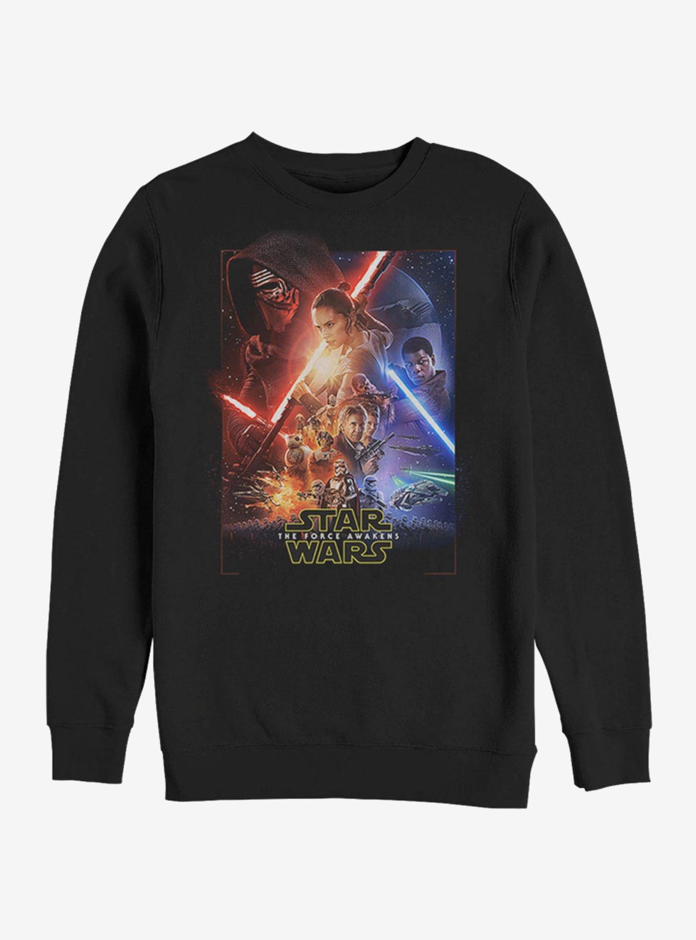 Star Wars Episode VII The Force Awakens Movie Poster Sweatshirt, BLACK, hi-res