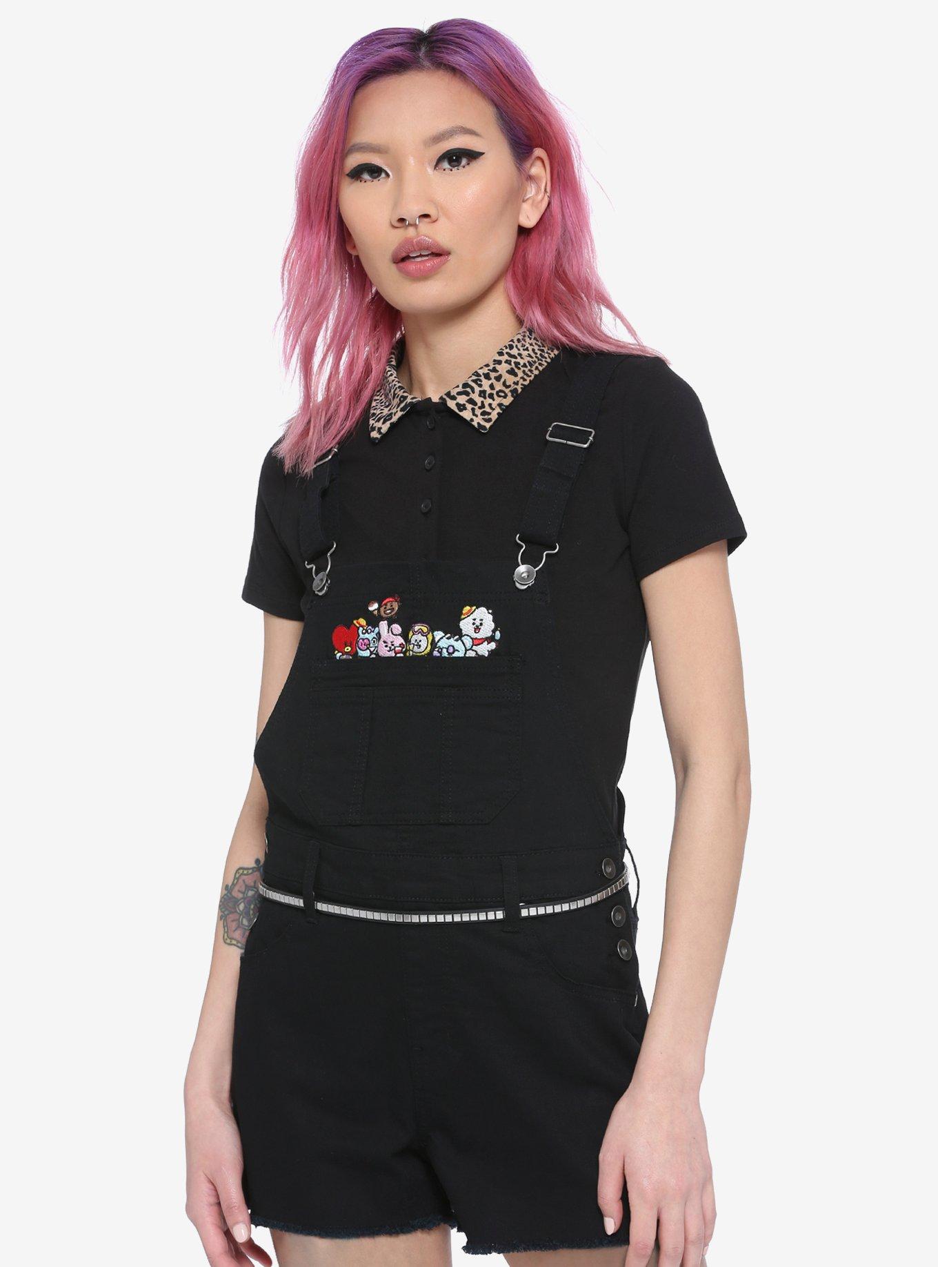 BT21 Embroidered Shortalls, BLACK, hi-res