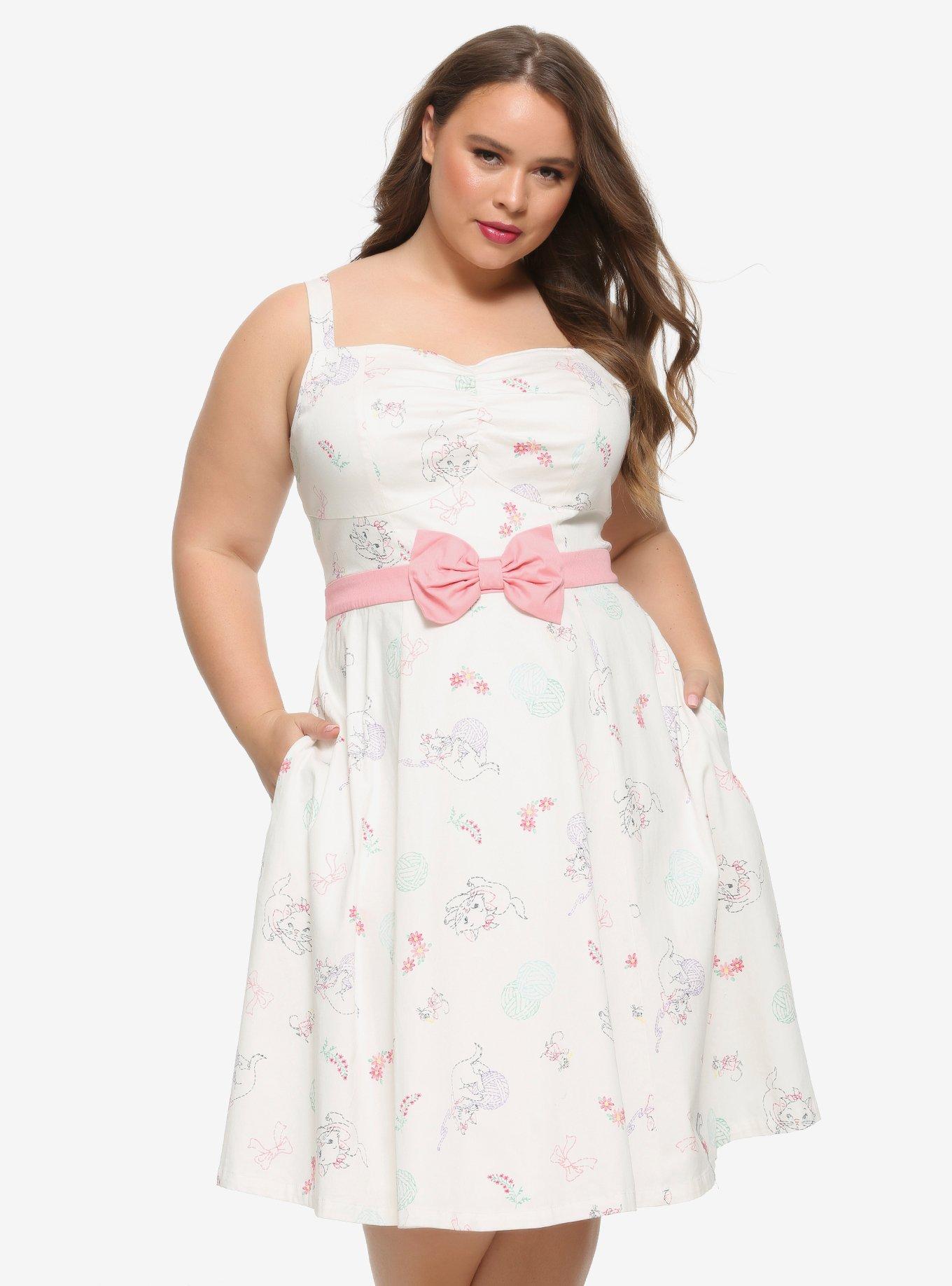 Her Universe Disney The Aristocats Marie Retro Dress Plus Size, WHITE, hi-res