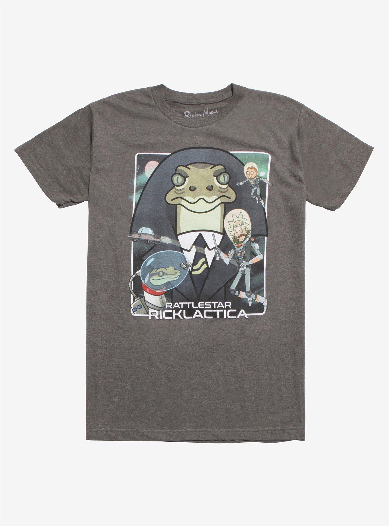 Rick And Morty Rattlestar Ricklactica T-Shirt, CHARCOAL HEATHER, hi-res