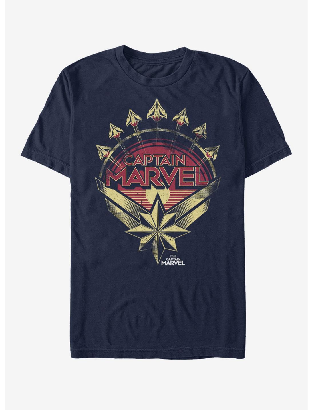 Marvel Captain Marvel Plane Model Logo T-Shirt, NAVY, hi-res