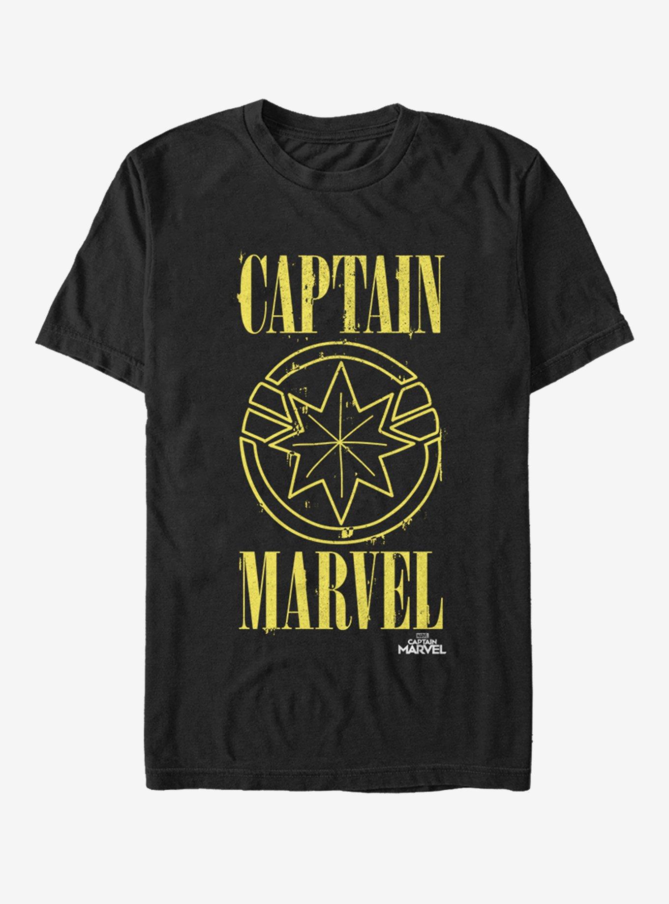 Marvel Captain Marvel Yellow Marvel T-Shirt, BLACK, hi-res