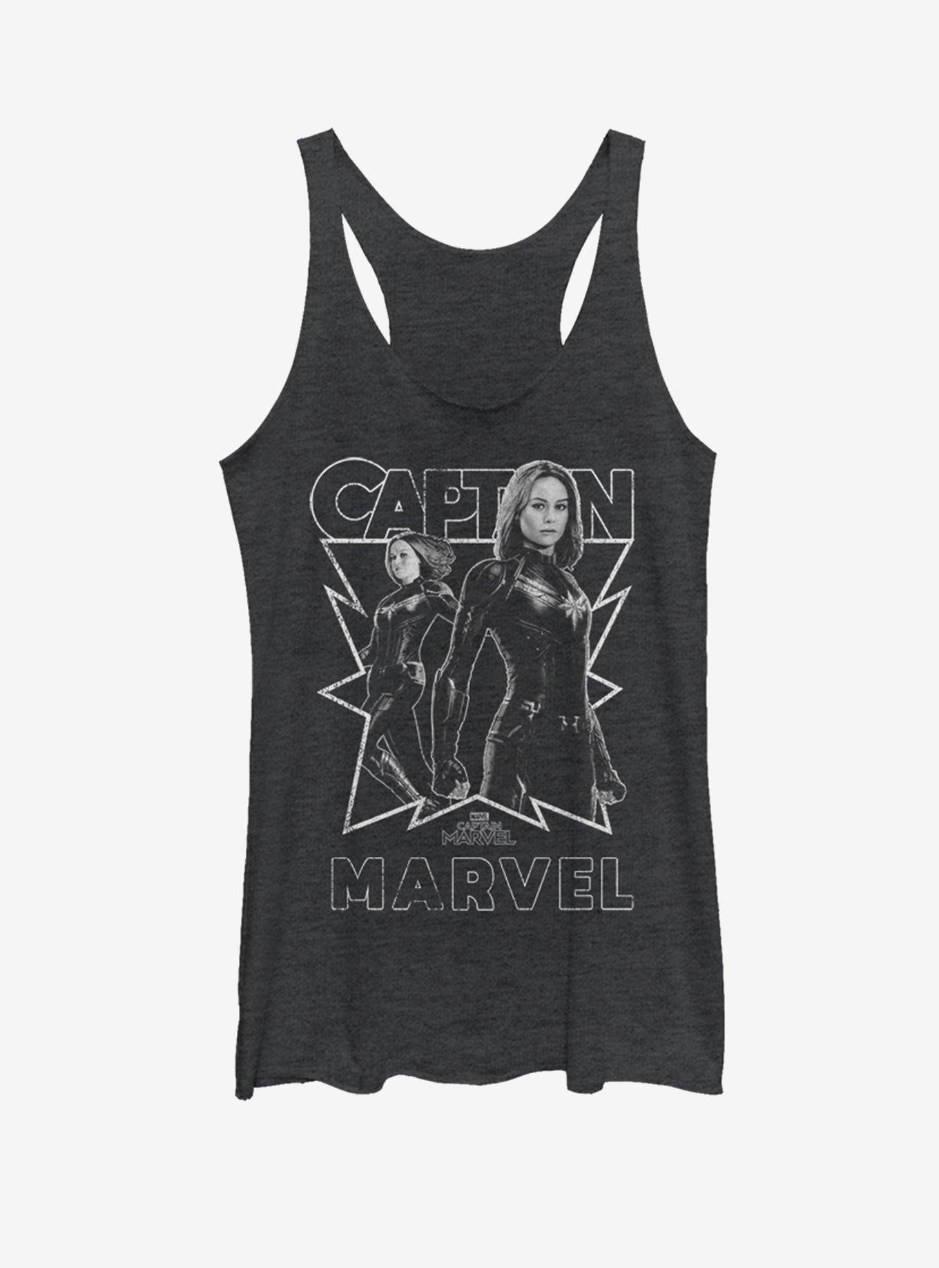 Marvel Captain Marvel Our Hero Womens Tank Top, BLK HTR, hi-res