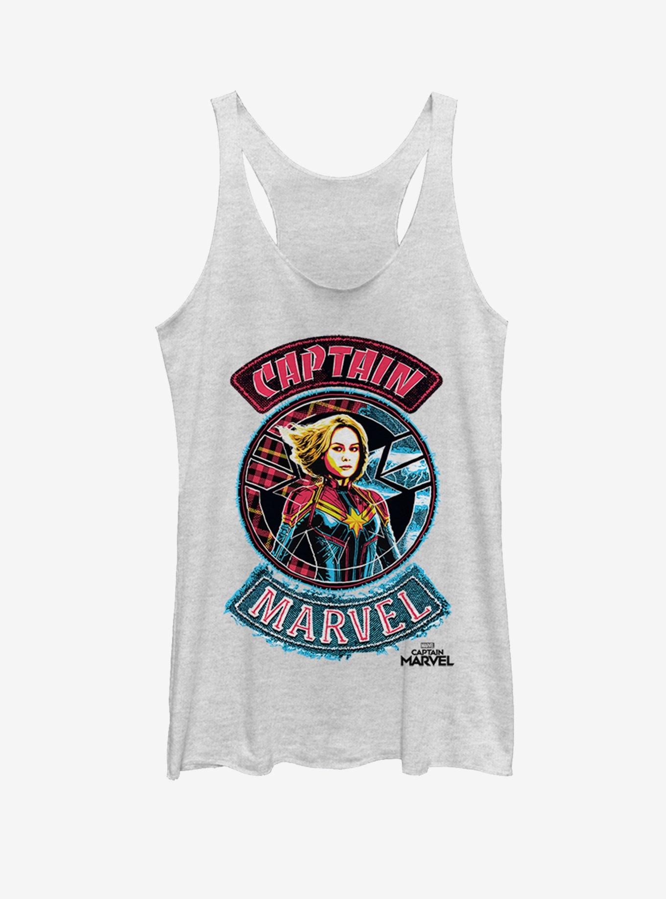 Marvel Captain Marvel Patches Womens Tank Top, WHITE HTR, hi-res