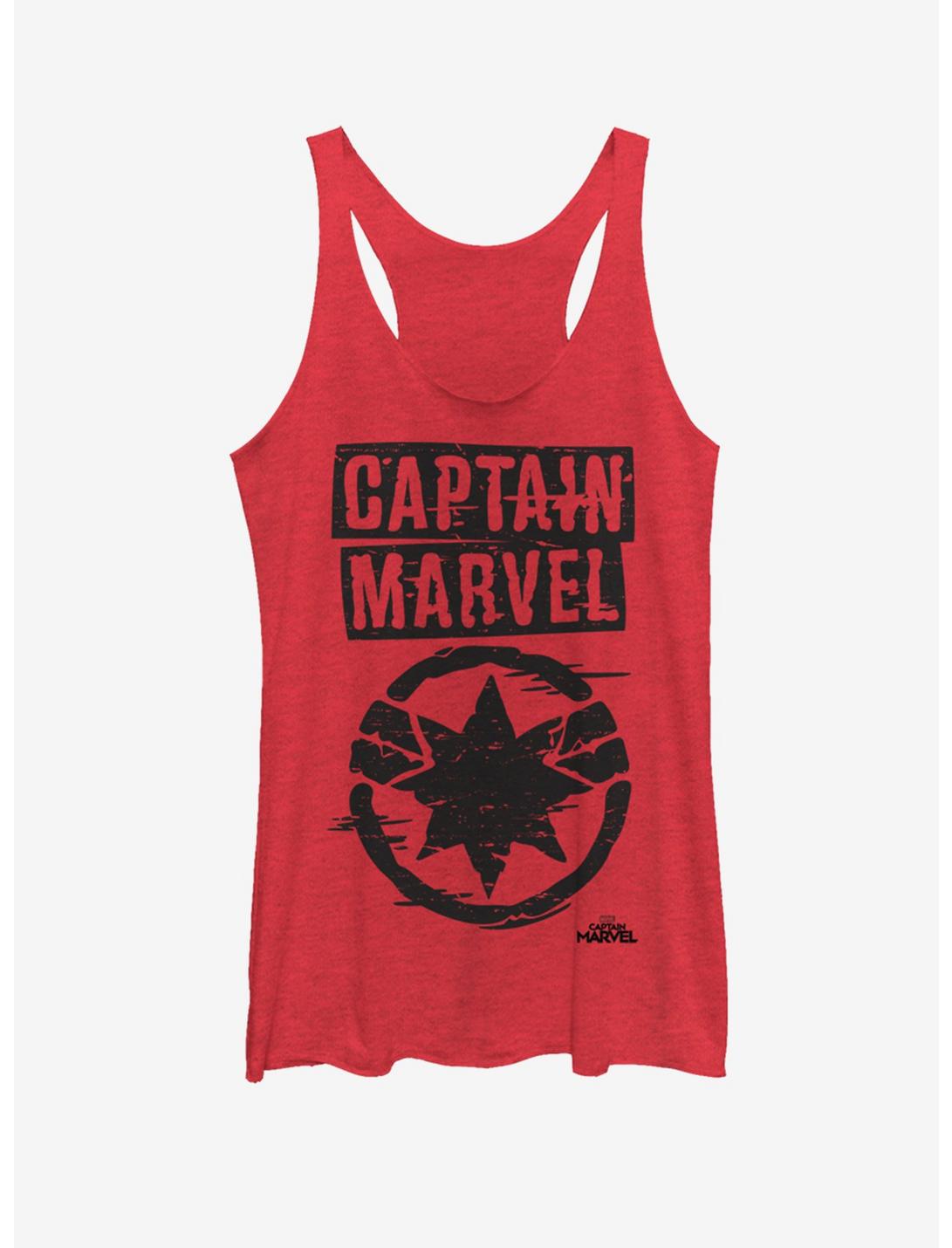 Marvel Captain Marvel Painted Logo Womens Tank Top, RED HTR, hi-res