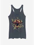 Marvel Captain Marvel Splatter Grunge Logo Womens Tank Top, NAVY HTR, hi-res