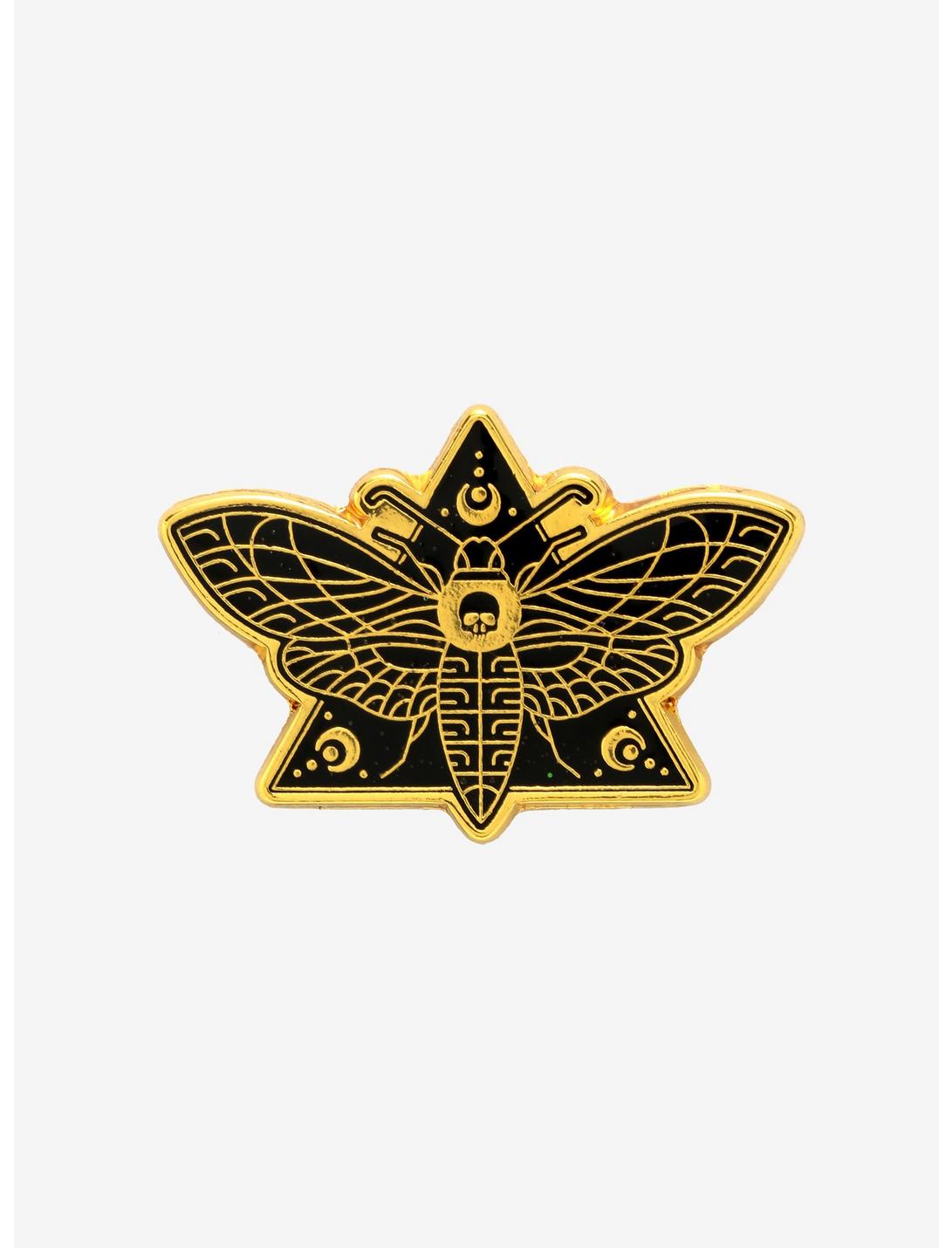 Gold Death Moth Enamel Pin, , hi-res