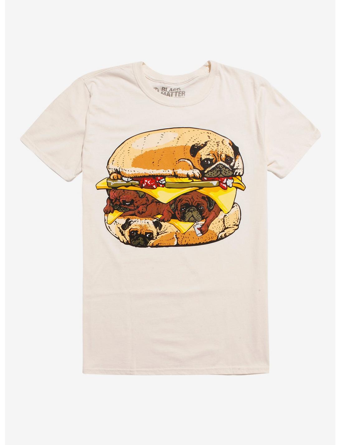 Pug Burger T-Shirt By Huebucket, SAND, hi-res