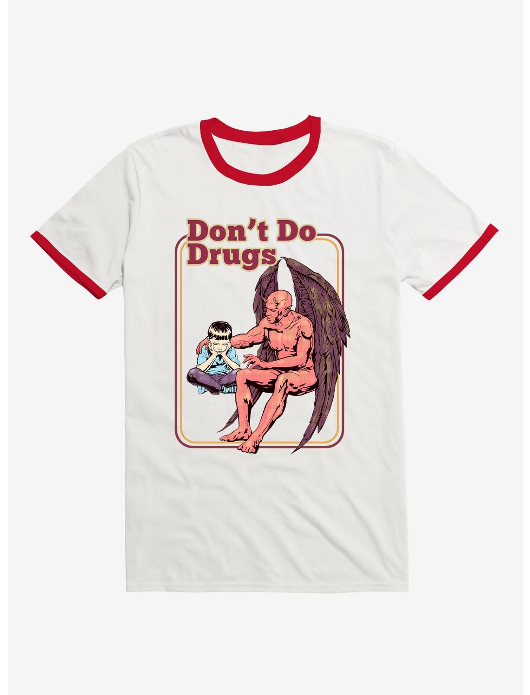 Don't Do Drugs Ringer T-Shirt By Narniaz, WHITE, hi-res