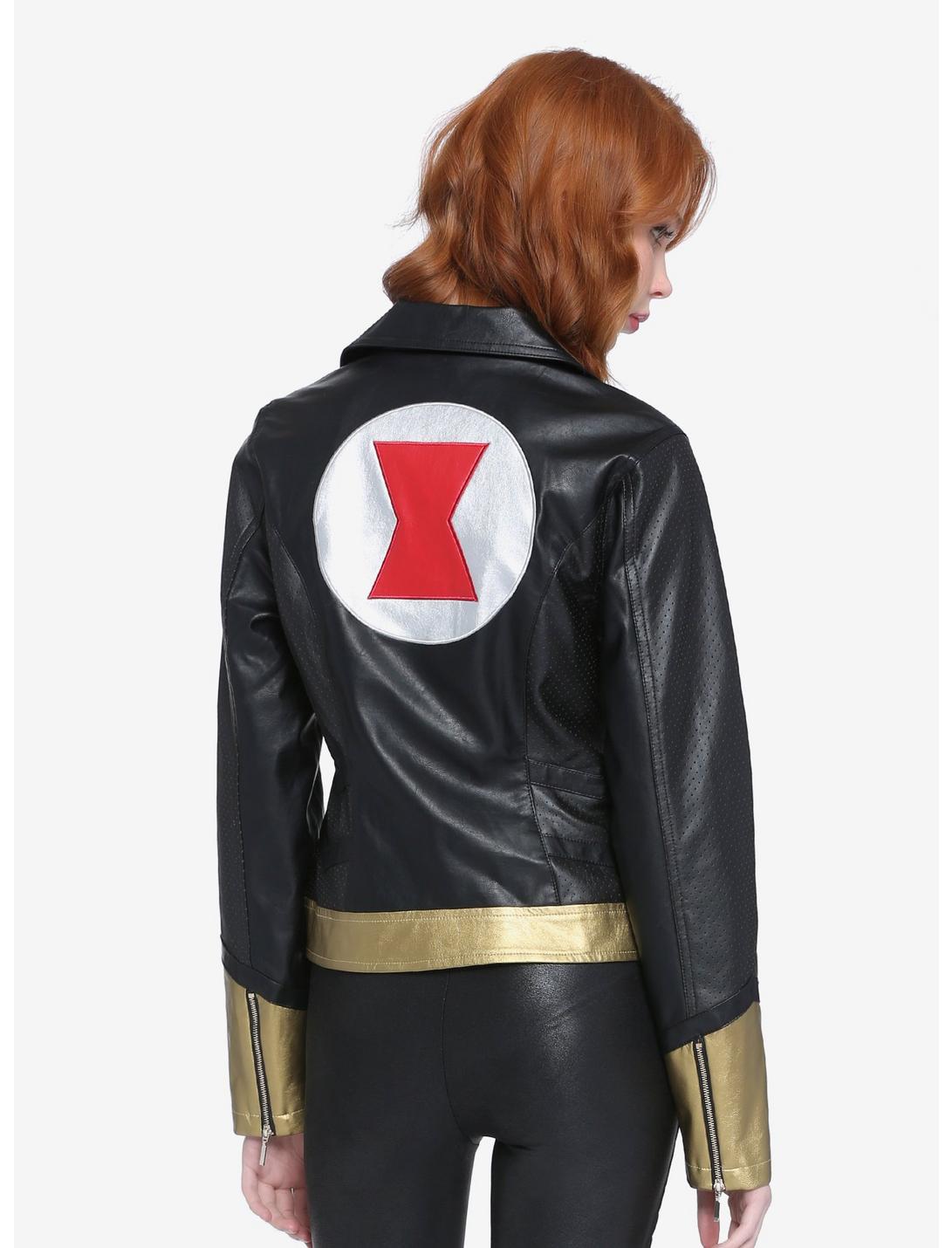 Her Universe Marvel Black Widow Faux Leather Girls Moto Jacket, RED, hi-res