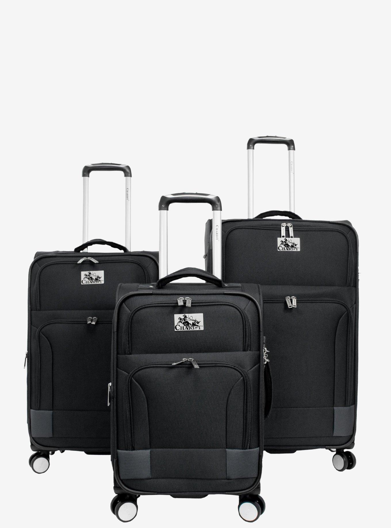 Naples 3 Pc Black Luggage Set, , hi-res