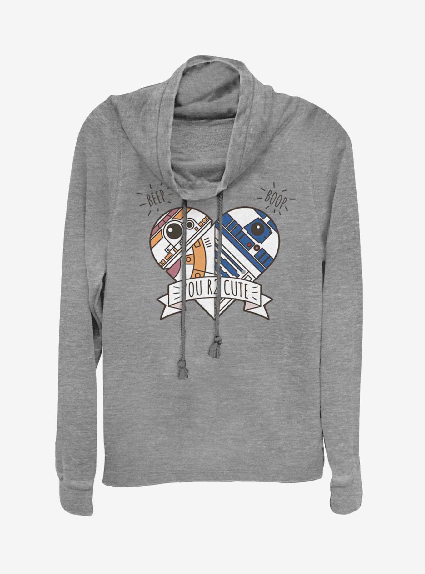 Star Wars Episode VII The Force Awakens BB-8 R2-D2 Love Cowlneck Long-Sleeve Womens Top, , hi-res