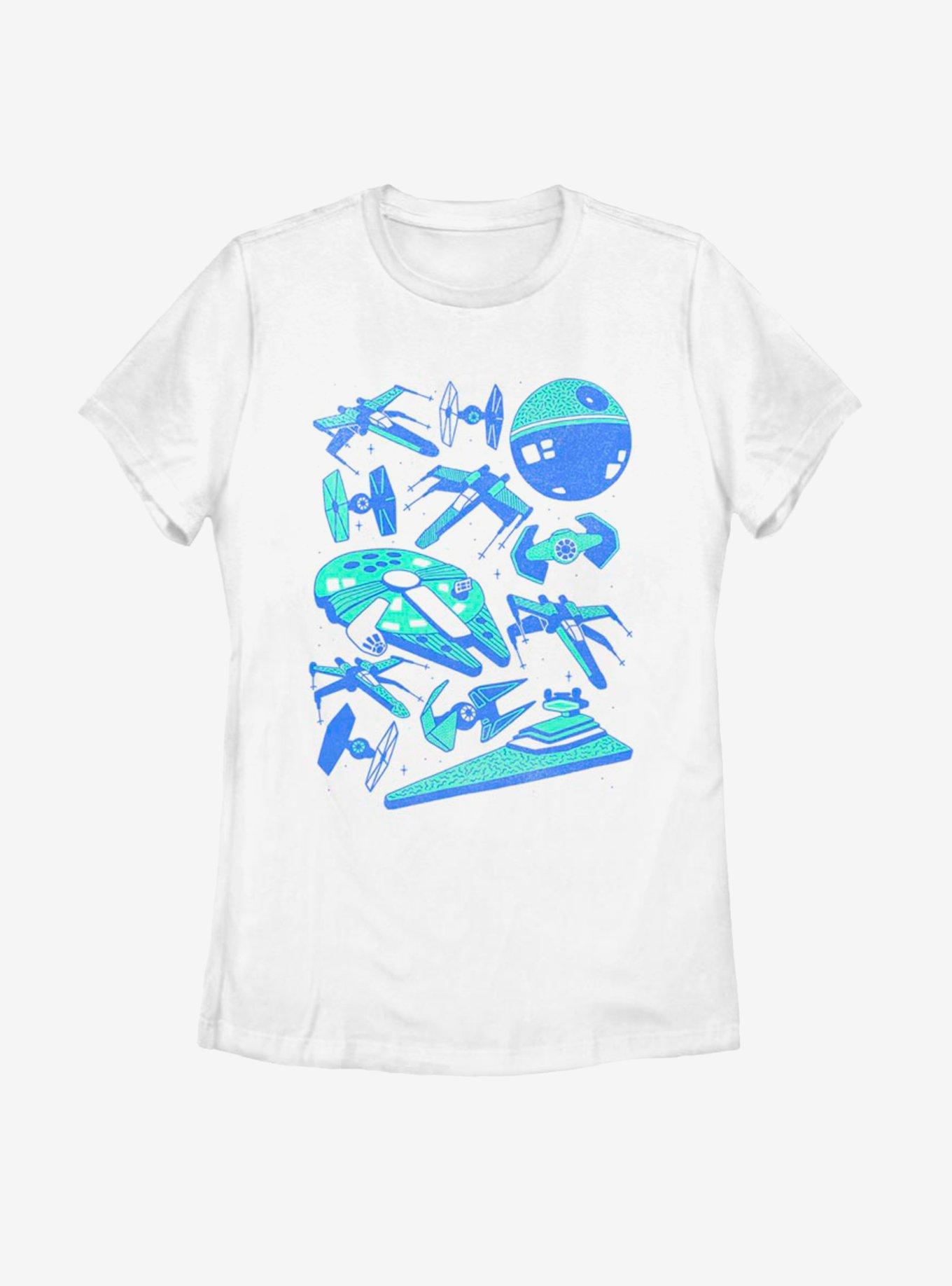 Star Wars Blue Ships Womens T-Shirt, WHITE, hi-res