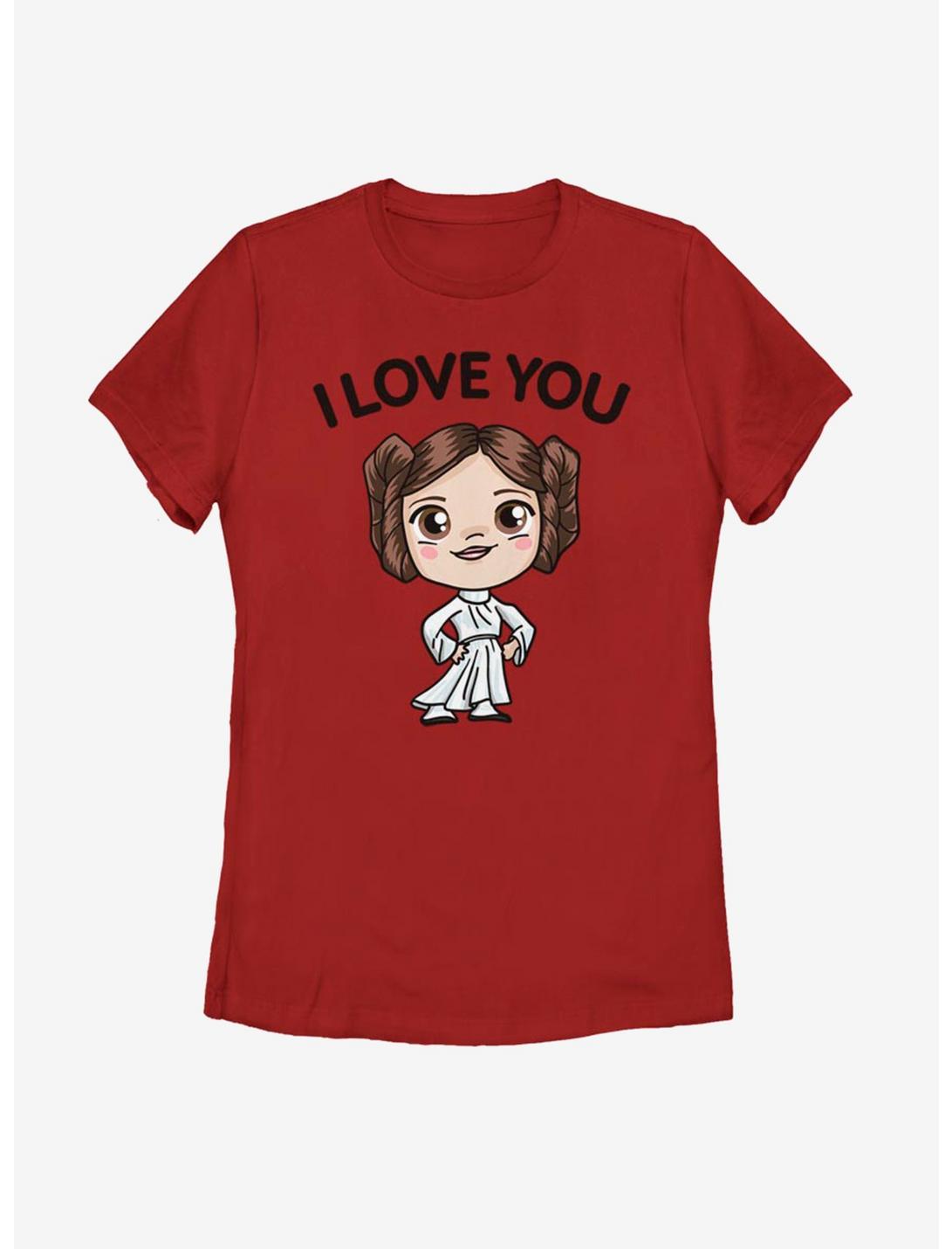 Star Wars Chibi Leia I Love You Womens T-Shirt, RED, hi-res