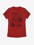 Star Wars Falcon Schematic Womens T-Shirt, RED, hi-res
