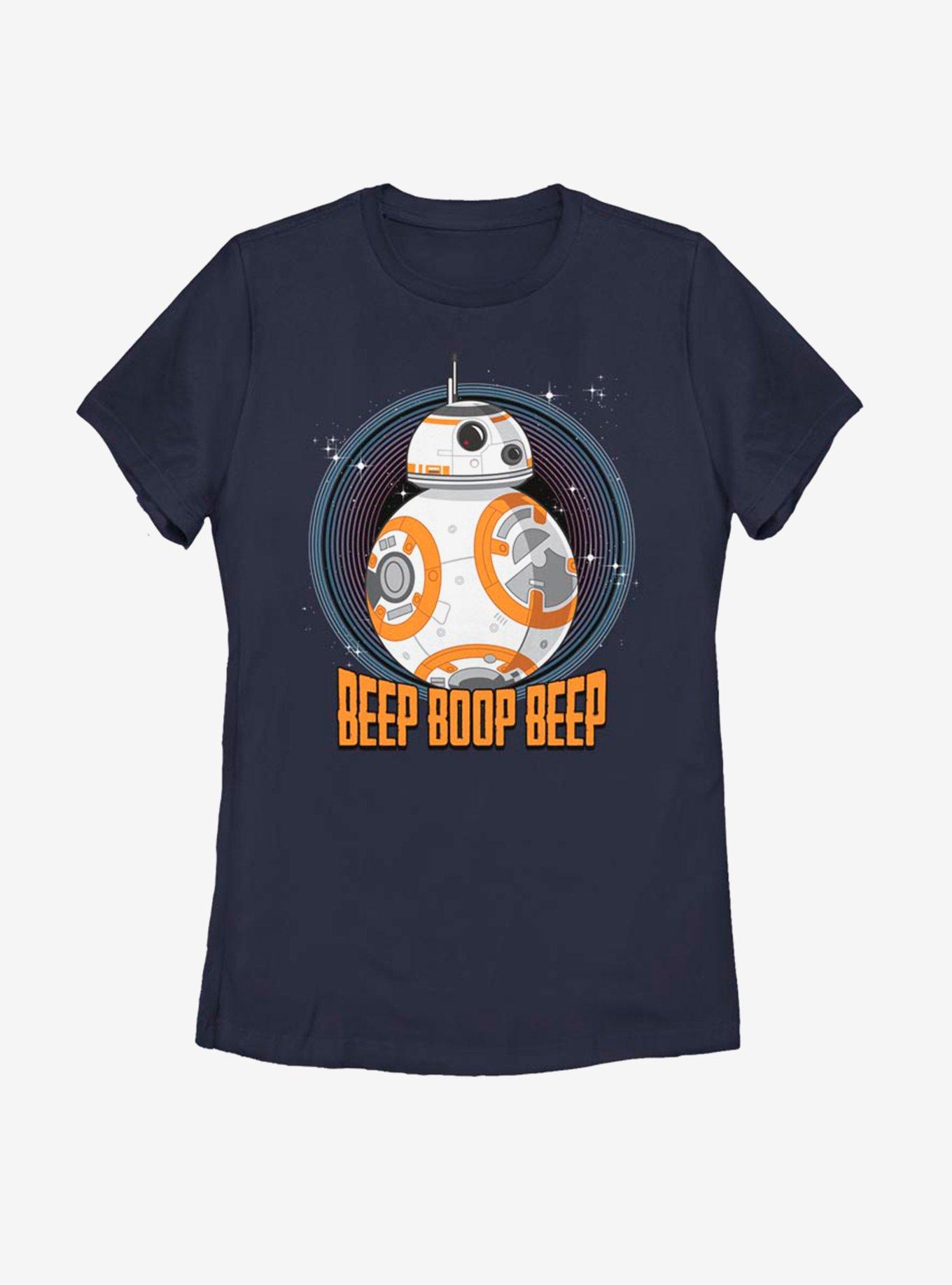 Star Wars Episode VIII The Last Jedi BB-8 Beep Boop Womens T-Shirt, NAVY, hi-res