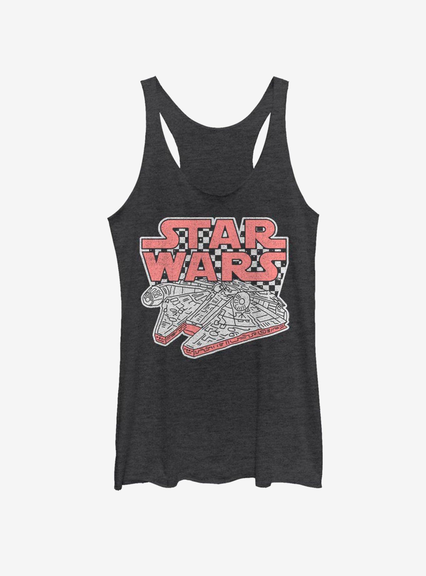 Star Wars Checker Falcon Womens Tank Top, BLK HTR, hi-res