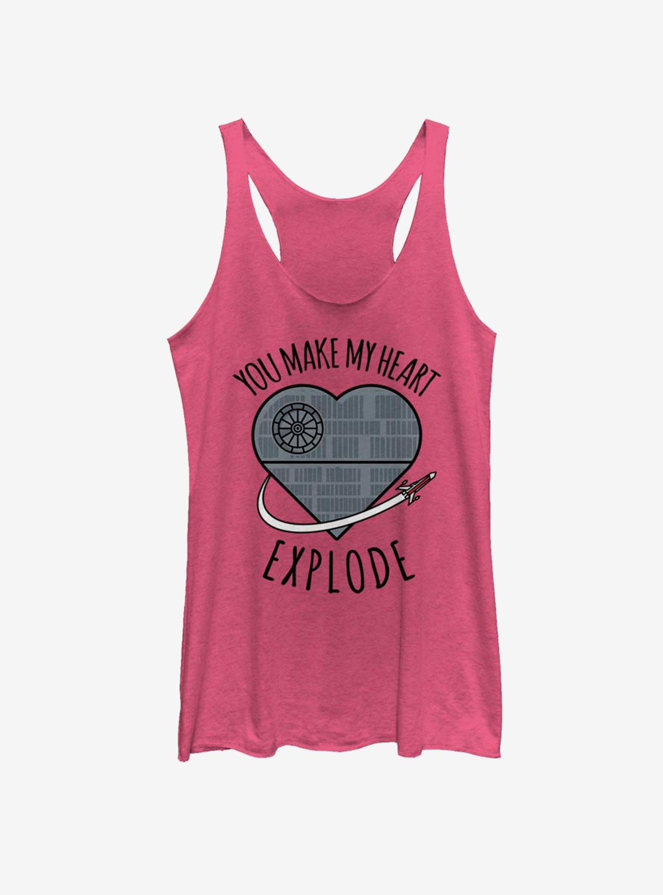Star Wars Death Star Heart Explode Womens Tank Top, PINK HTR, hi-res