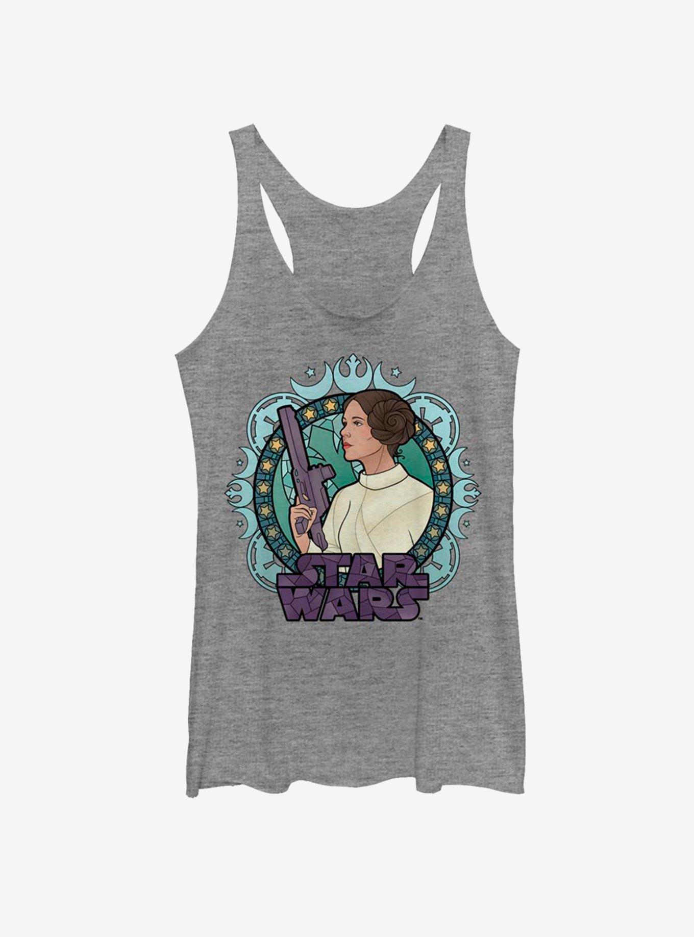Star Wars Leia Glass Womens Tank Top, GRAY HTR, hi-res
