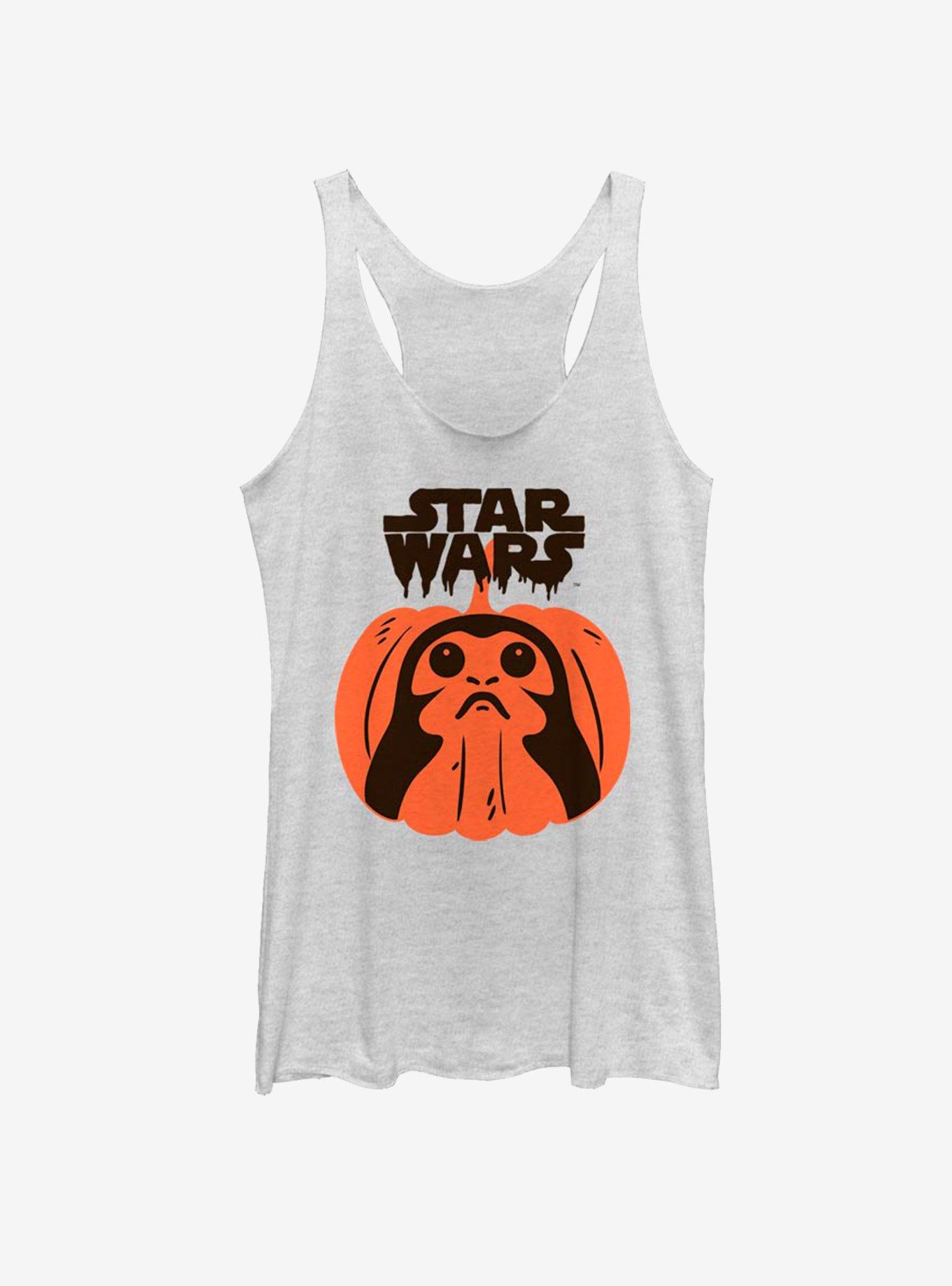 Star Wars Episode VIII The Last Jedi Porg Pumpkin Womens Tank Top, WHITE HTR, hi-res